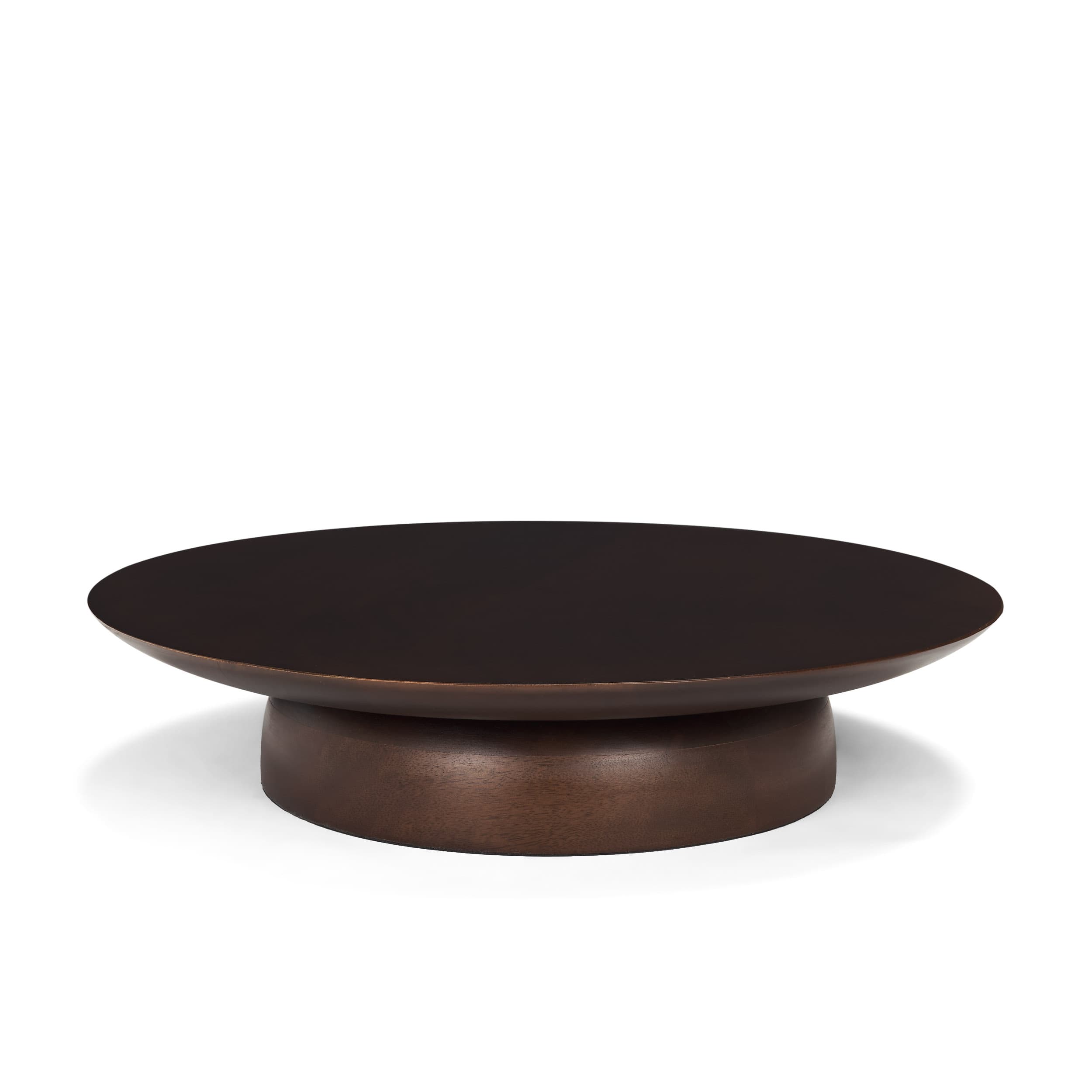Sadira Large Mid-Dark Brown Solid Wood Round Riser — product photograph