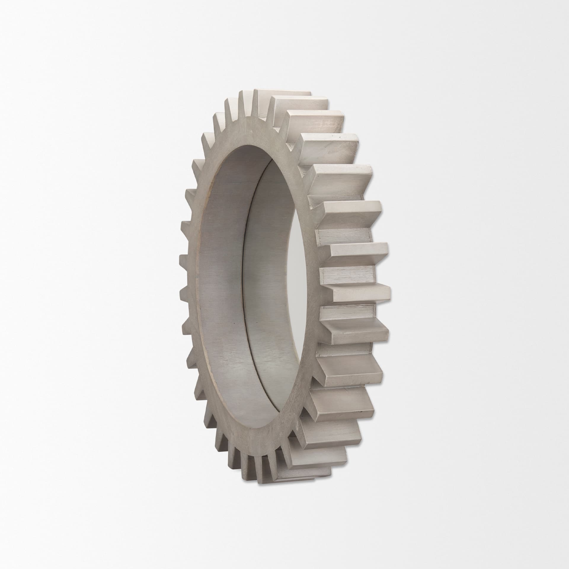 Sundance Cog 26" Round Grey Wood Frame Mirror — product photograph
