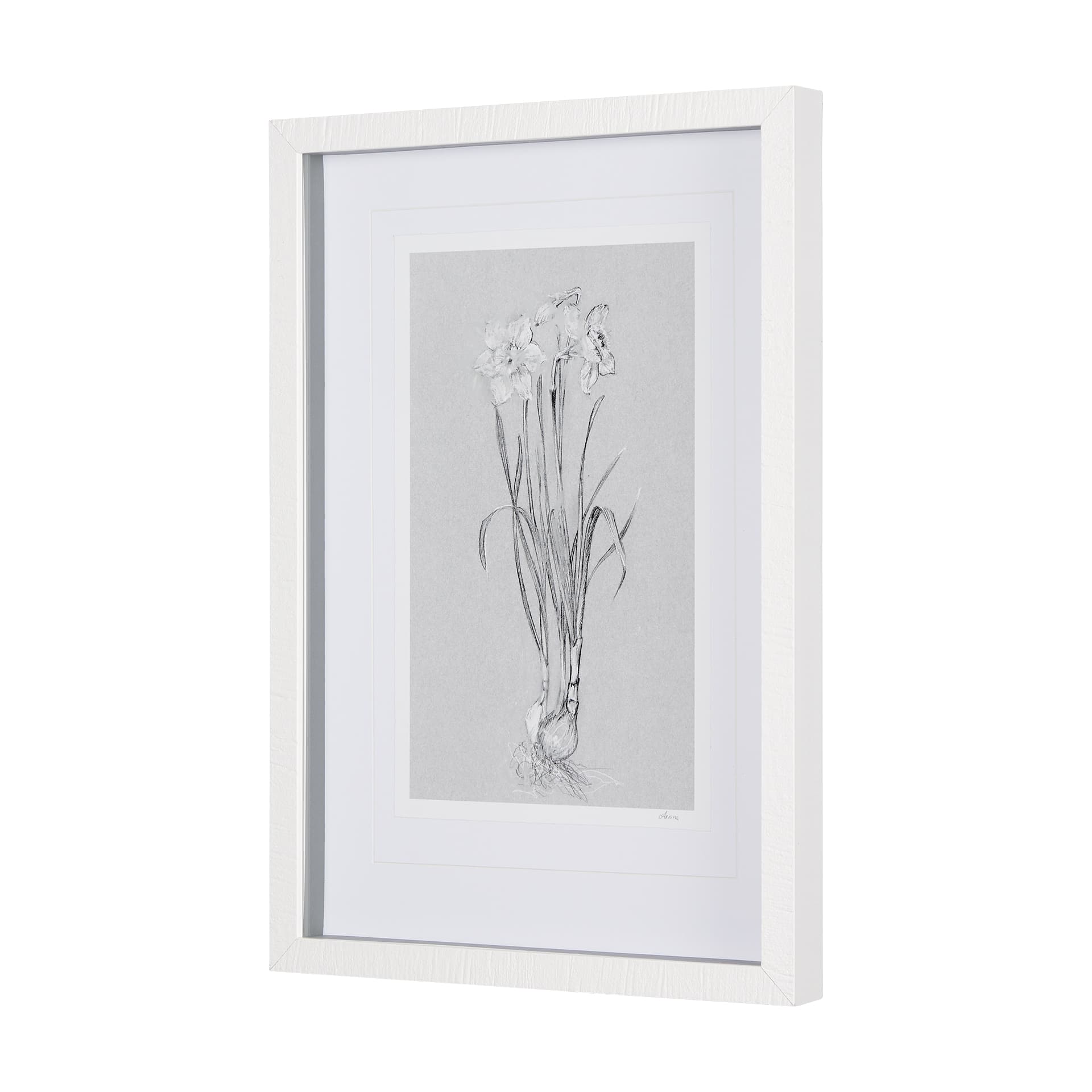 Botanical sketches II (Grey) by Mercana Studio Hand Embellished Framed Art Print Matted under Glass — product photograph