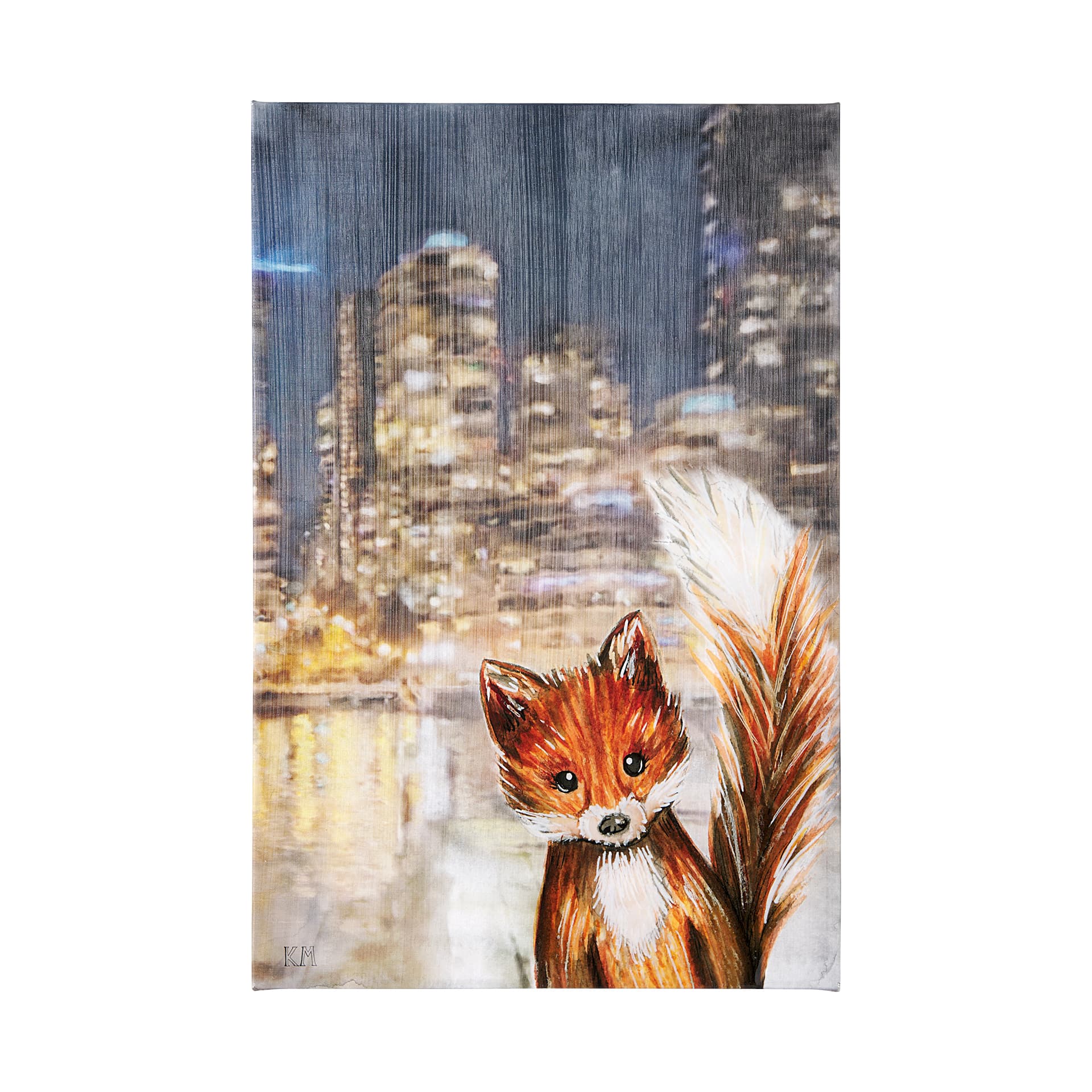 City Fox by Mercana Studio a Hand Embellished Textured Canvas — product photograph