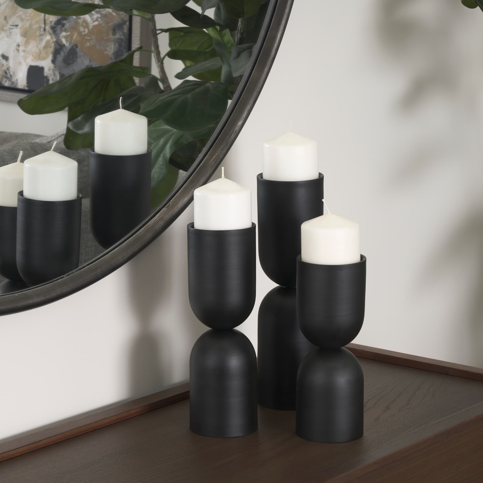 Qamra Tall Black Metal Pillar Candle Holder — product photograph