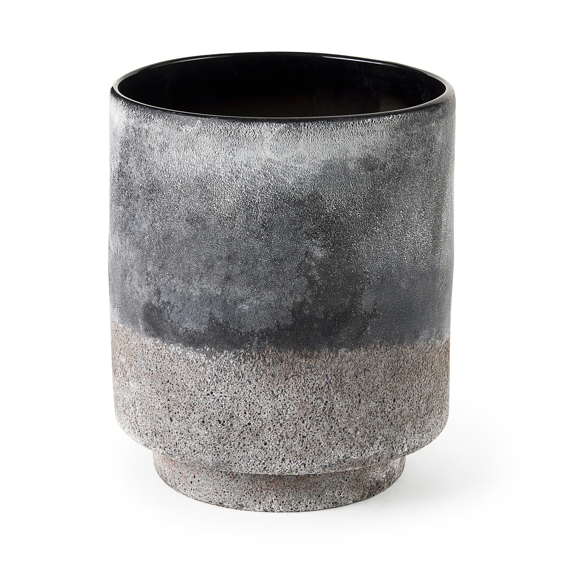 Squally 8.0L x 8.0W x 8.6H Black/Brown Glass Ombre Textured Vase — product photograph
