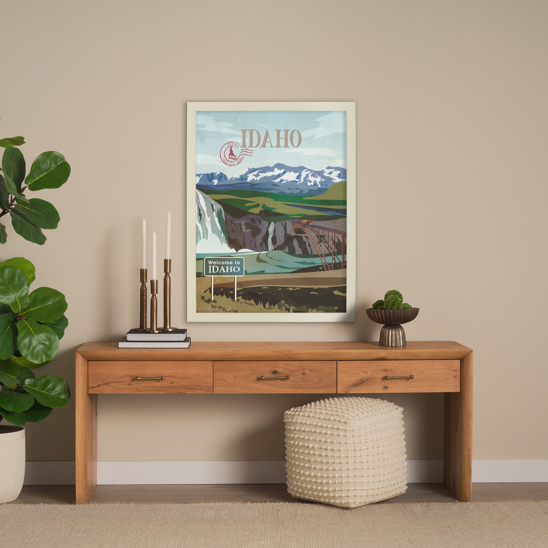Idaho Go USA (L) by Mercana Studio a Hand Embellished Decograph Framed Art Print — in a styled room