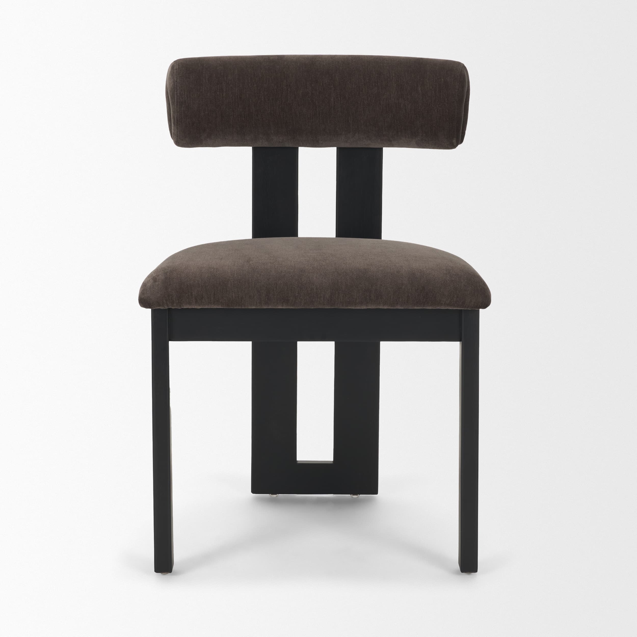 Tribeca Open Back Dining Side Chair | Charcoal Chenille w/ Black Wood — product photograph