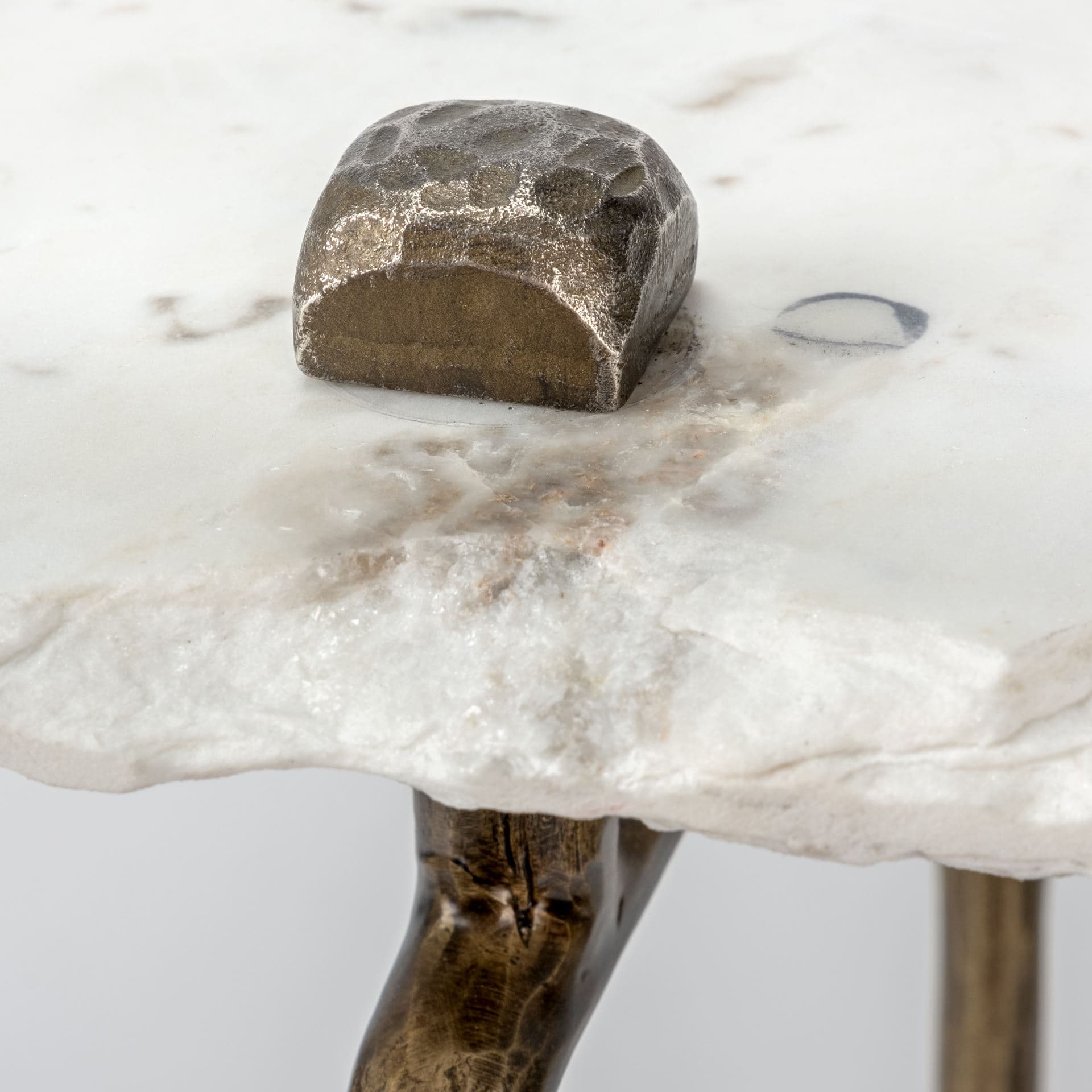 Pinera III 49L x 17W White Marble Top Gold-Toned Iron Base Console Table — product photograph