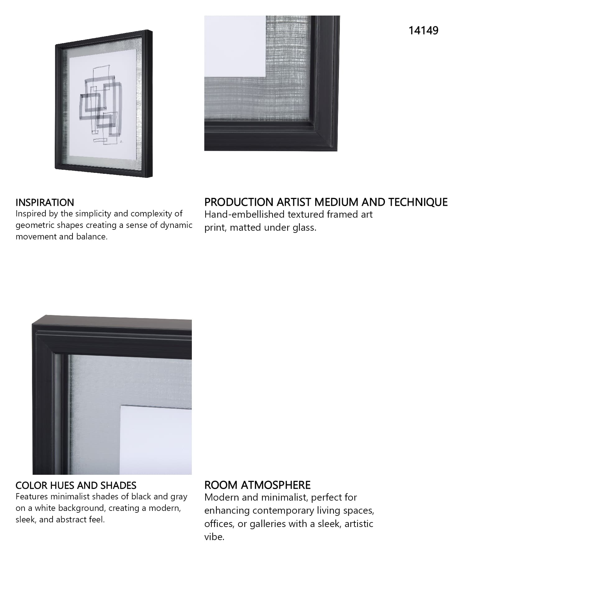 Lines III by Mercana Studio a Hand Embellished Textured Framed Art Print Matted under Glass — in a styled room