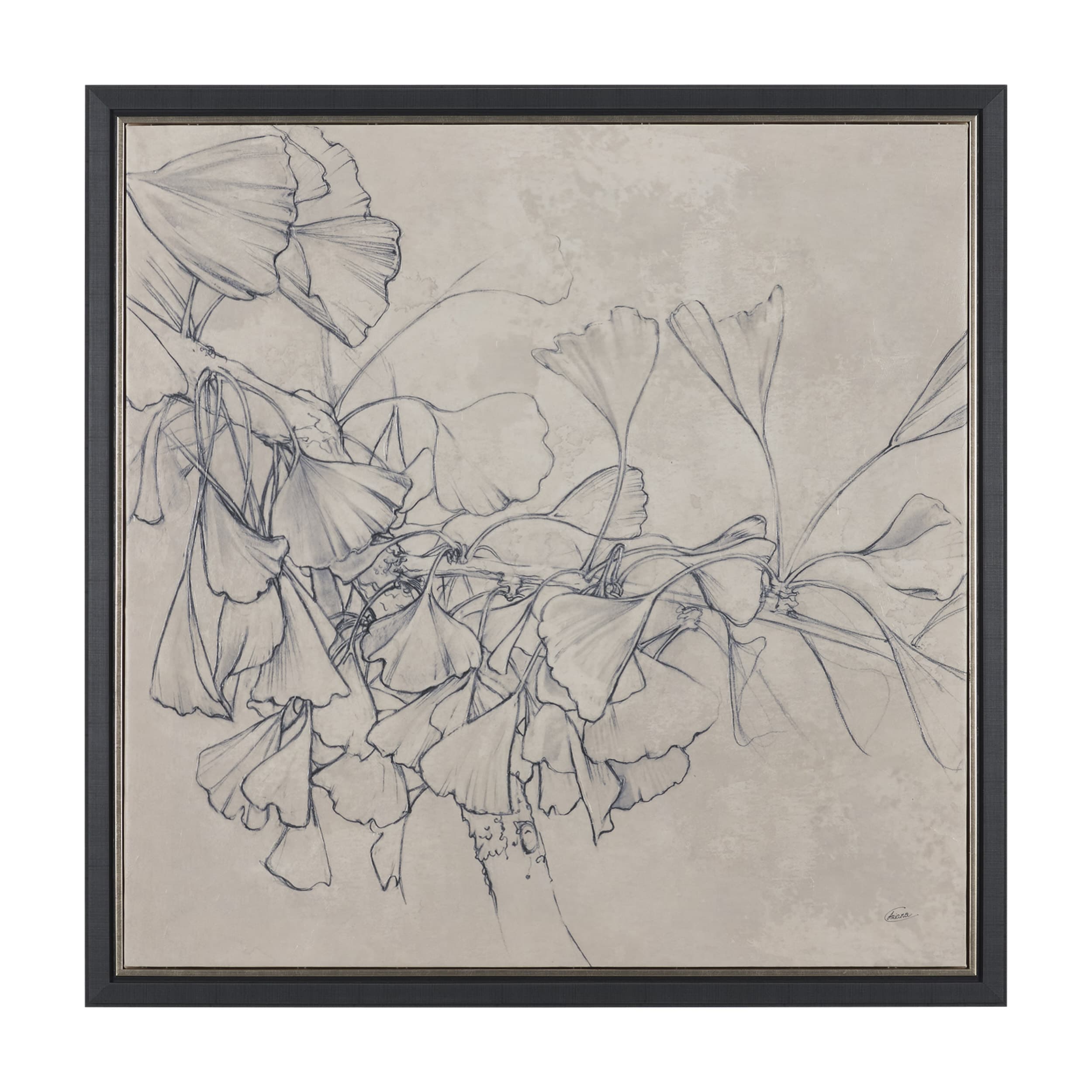 Ginkgo Shadows I by Mercana Studio Hand-Embellished Textured Framed Canvas Artwork — product photograph