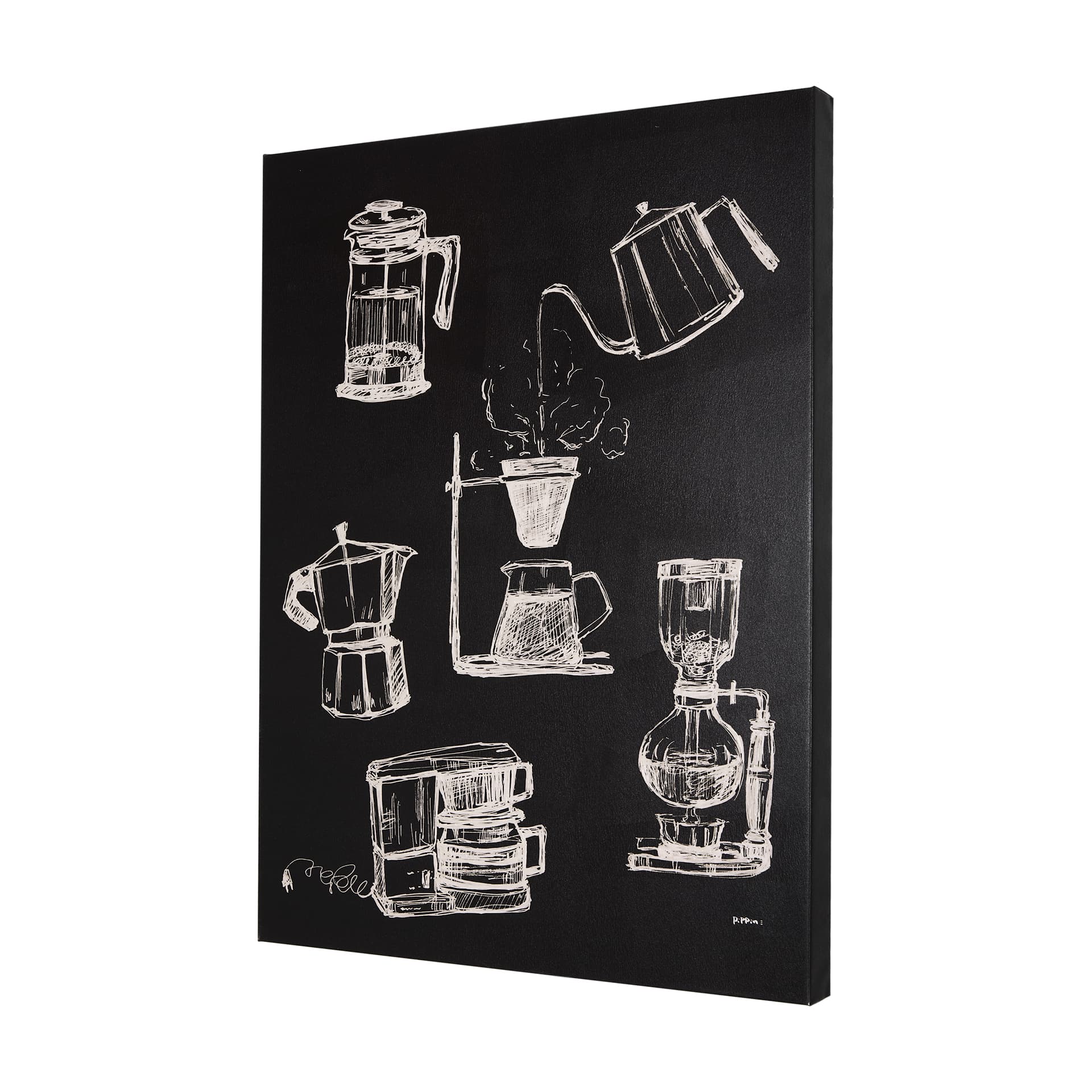 Coffee Maker Study by Mercana Studio a Hand Embellished Textured Canvas — product photograph