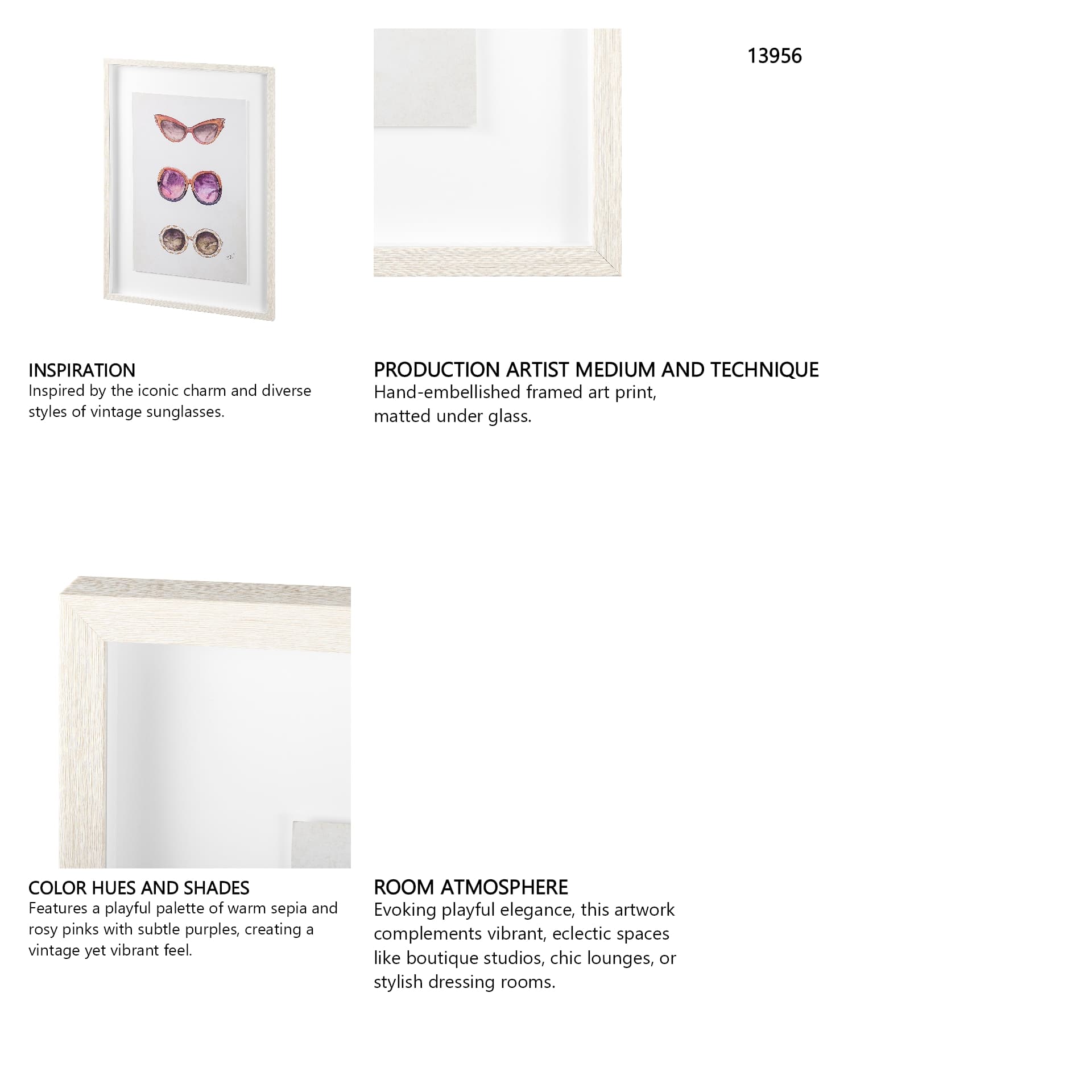 Sunglass Collection II by Mercana Studio Hand Embellished Framed Art Print Matted under Glass — in a styled room