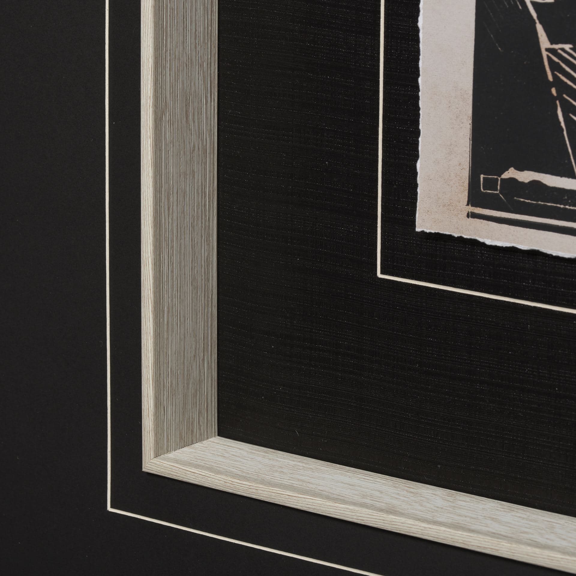 Linocut IV by Mercana Studio a Hand Embellished Textured Framed Art Print Matted under Glass — product photograph