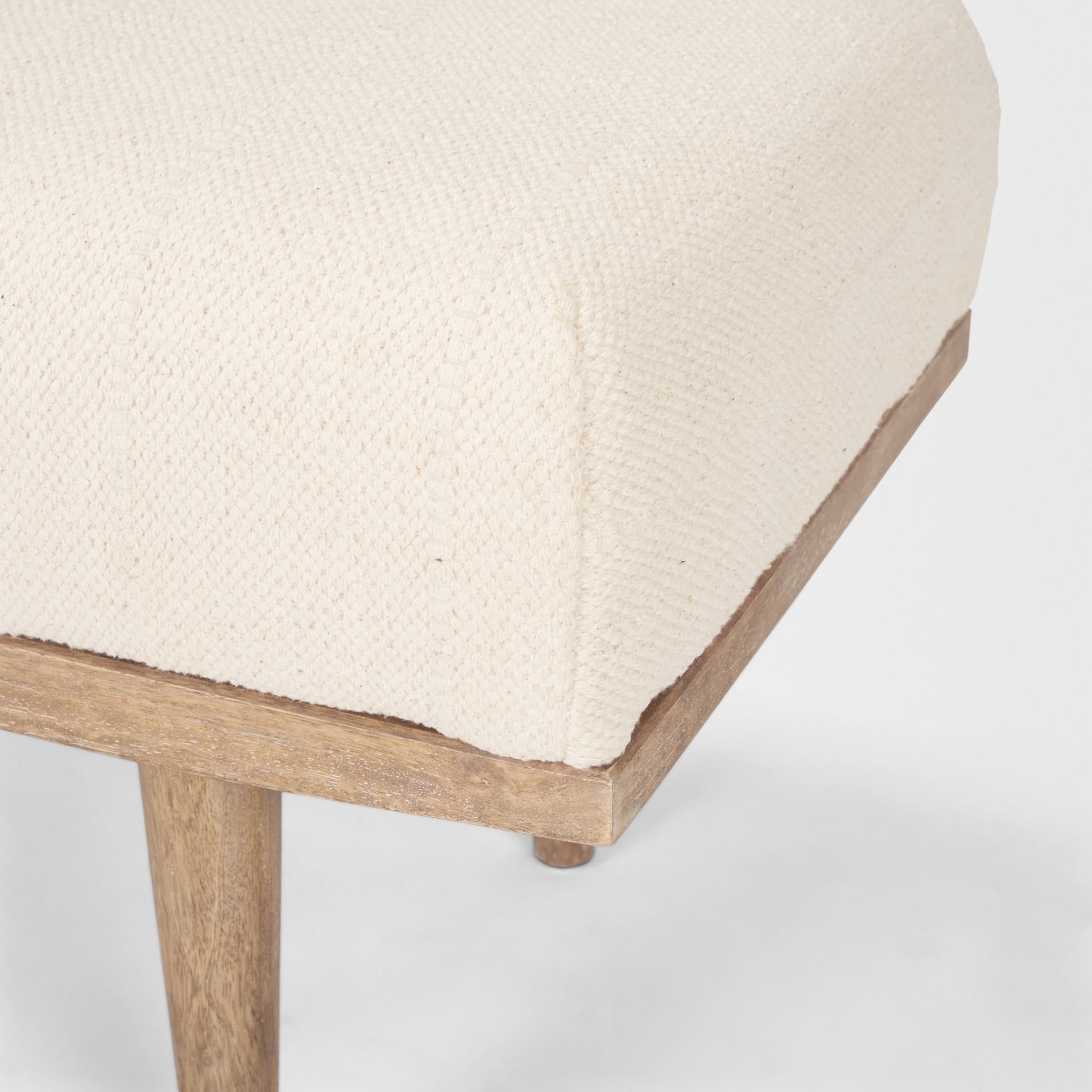 Shae Brown Wood w/ Oatmeal Fabric Bench — product photograph