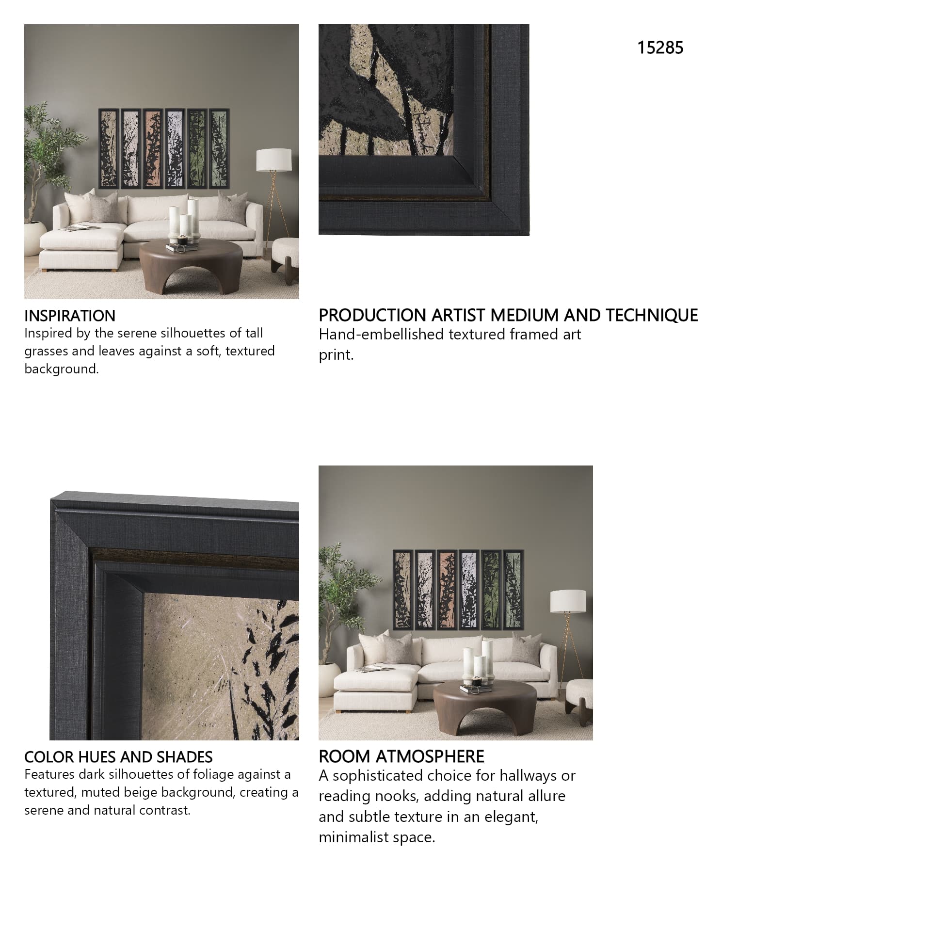 Etched Silouette I by Mercana Studio a Hand Embellished Textured Framed Art Print — in a styled room