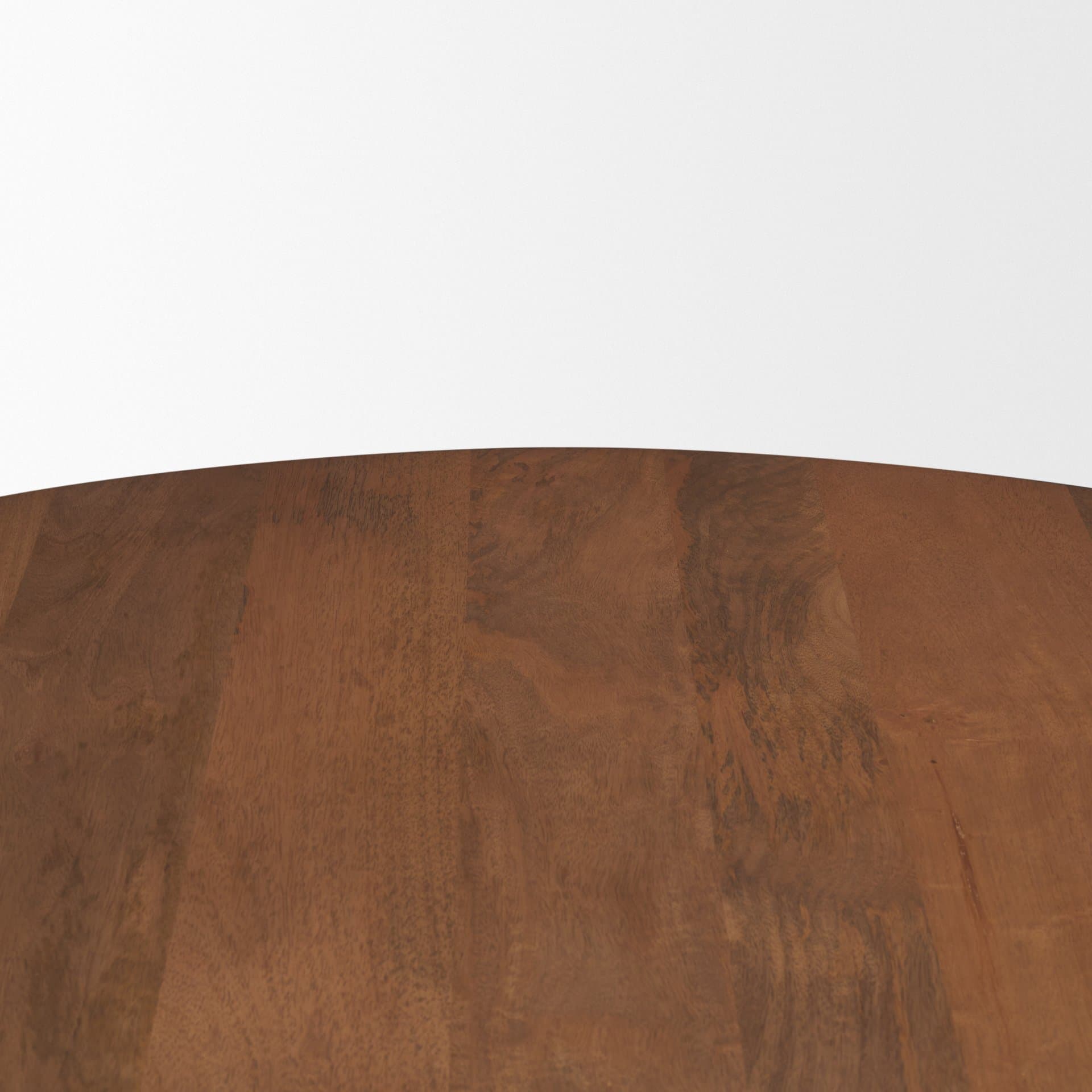 Arno Warm Mid-Brown Wood Sculptural Round Coffee Table — product photograph