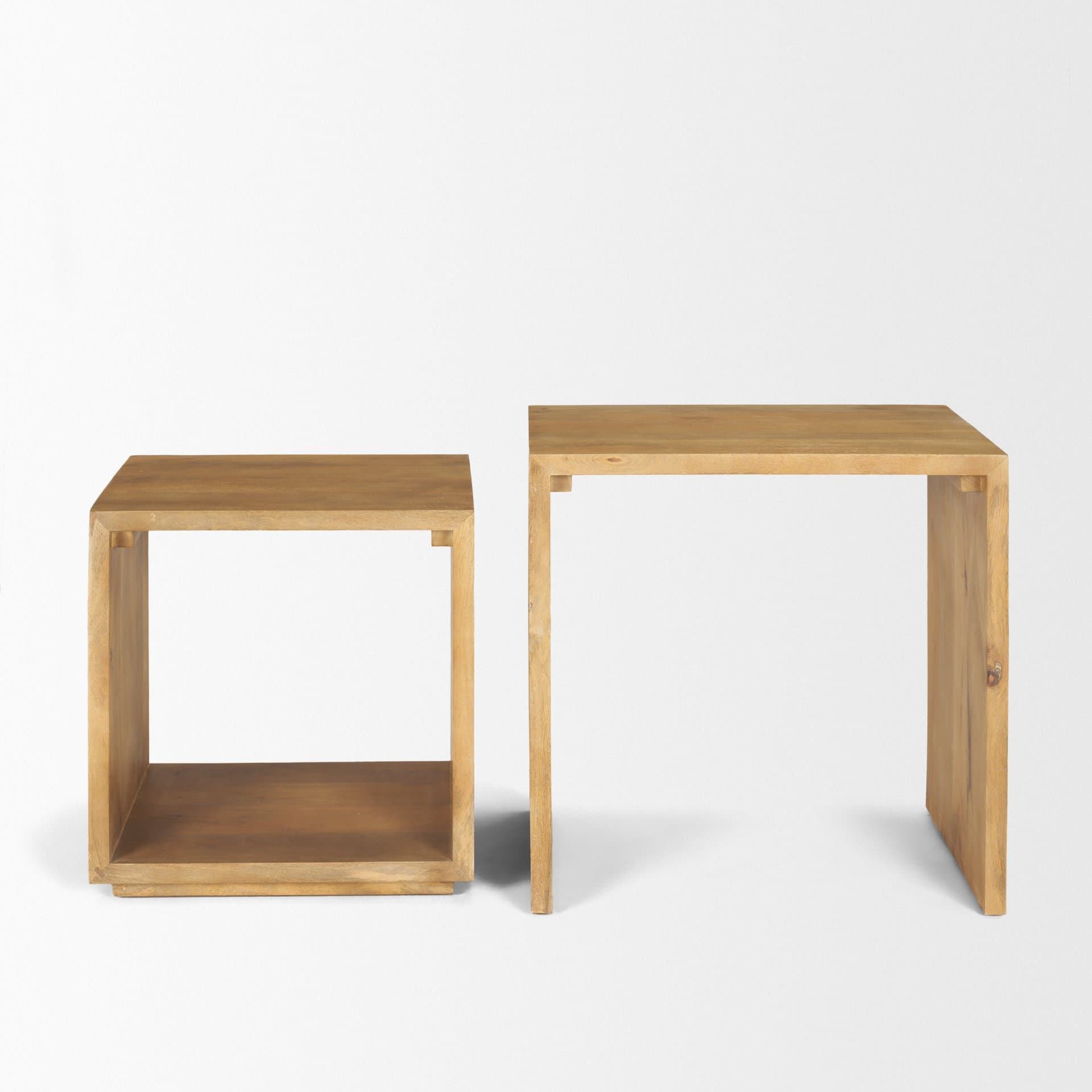 Alanna 22.0L x 15.0W x 22.0H Set of 2 Brown Wood Nesting Accent Tables — product photograph
