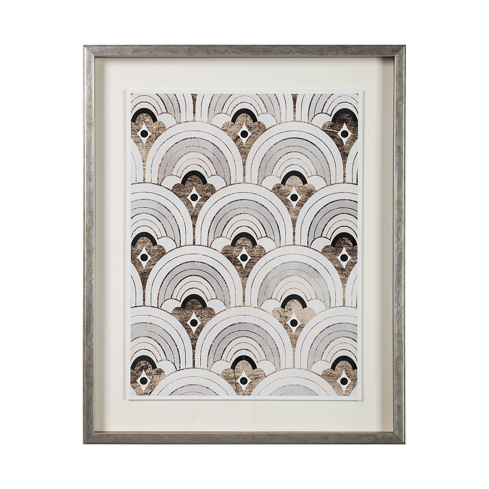 Deco Patterning IV by Victoria Barnes Hand Embellished Textured Framed Art Print Matted under Glass — product photograph