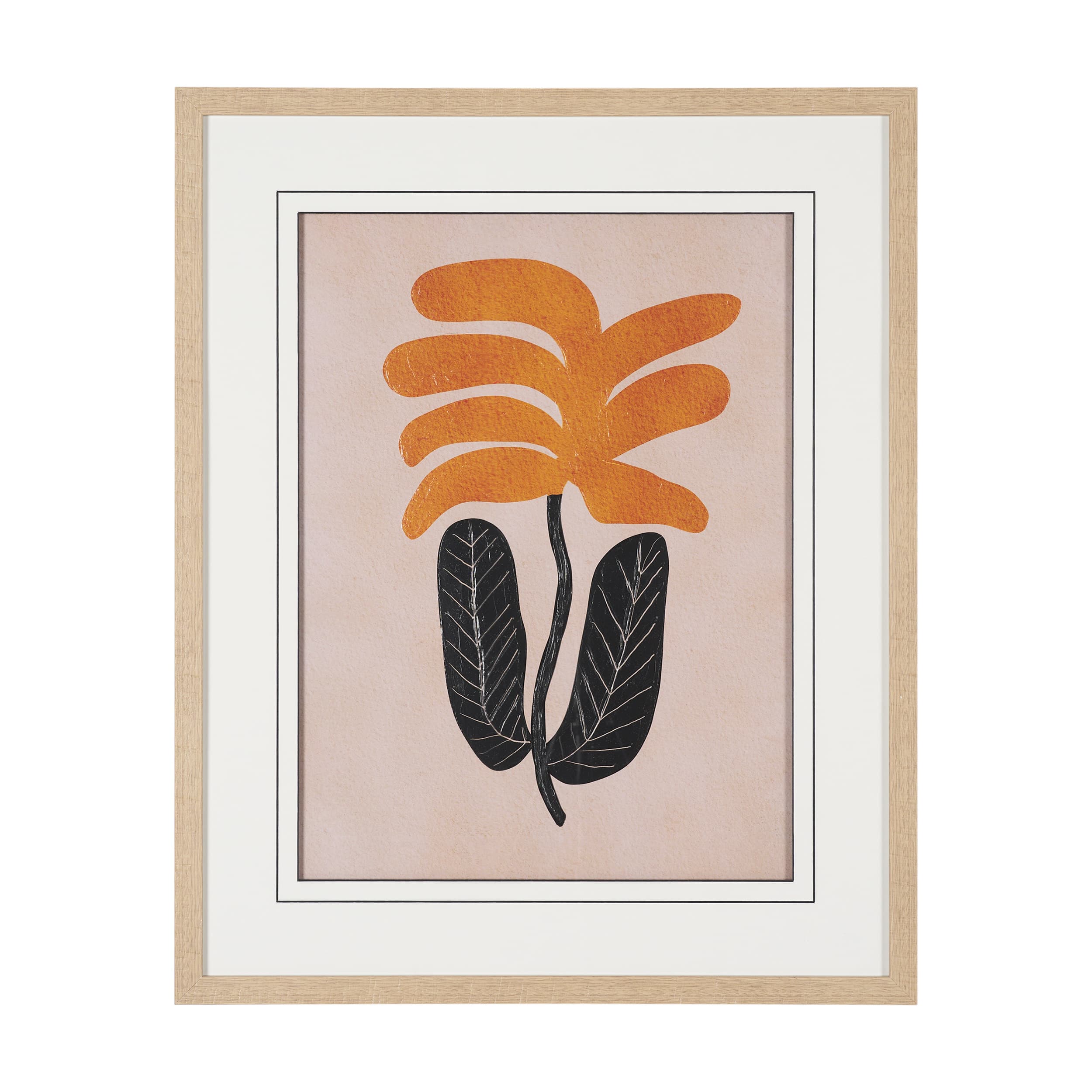 Abstract Golden Plant by Sharyn Bursic Hand-Embellished Textured Framed Artwork Matted under Glass — product photograph