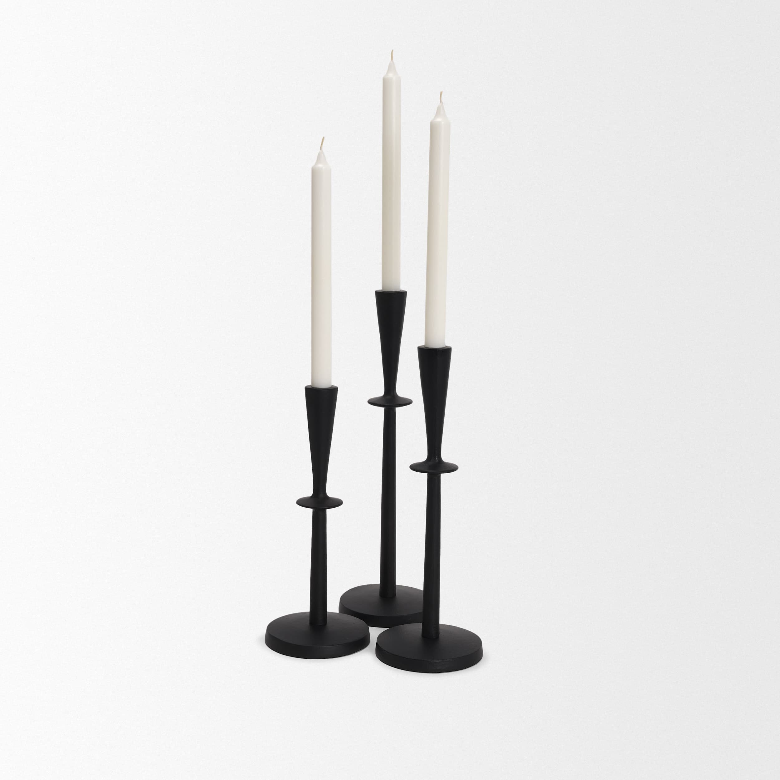 Qwin Matte Black Cast Aluminum Short Candle Holder — product photograph