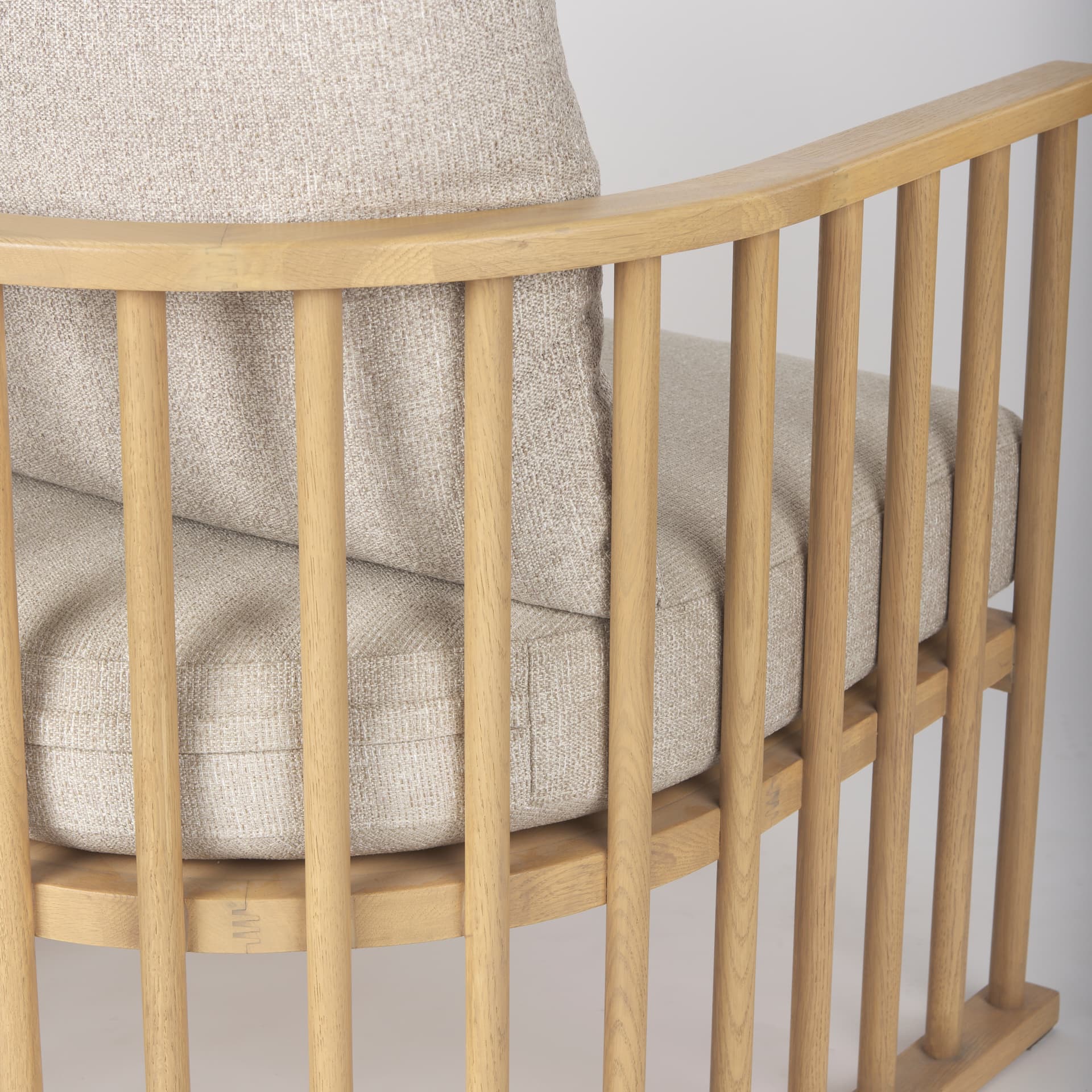 Kopari Beige Fabric W/Light Brown Wood Accent Chair — product photograph