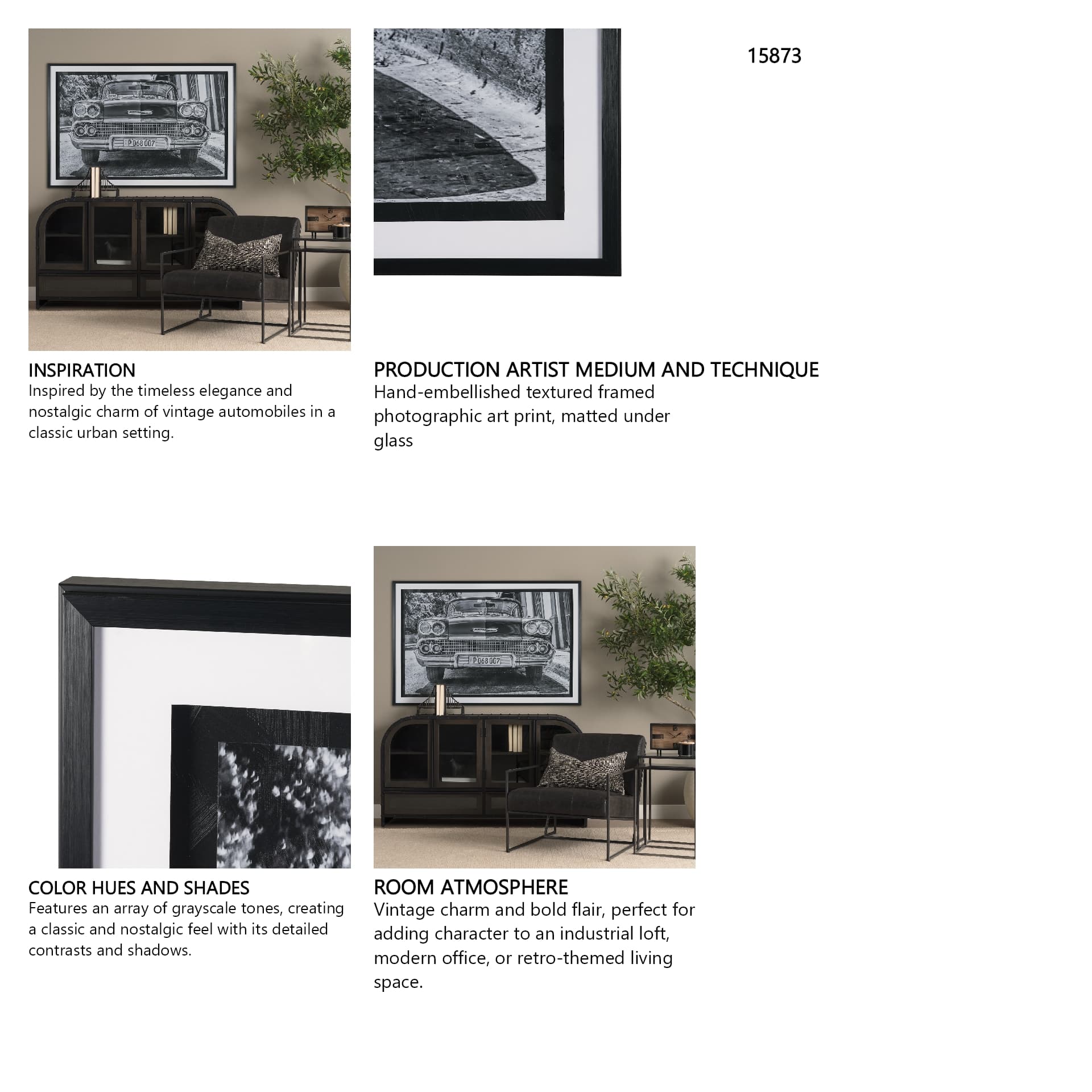 Classic Old Chevy in Havana Cuba by Richard Silver Textured Framed Art Print Matted under Glass — in a styled room