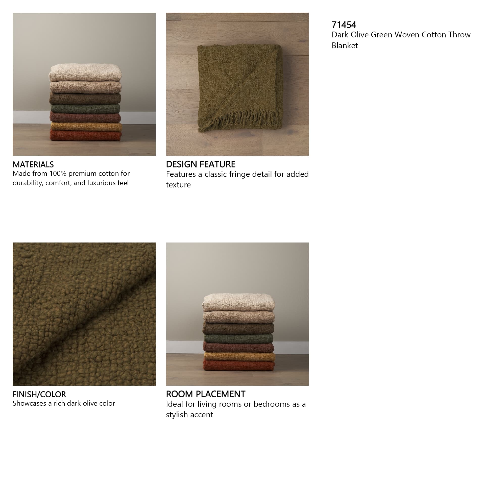 Kambal Dark Olive Green Woven Cotton Throw Blanket — product photograph