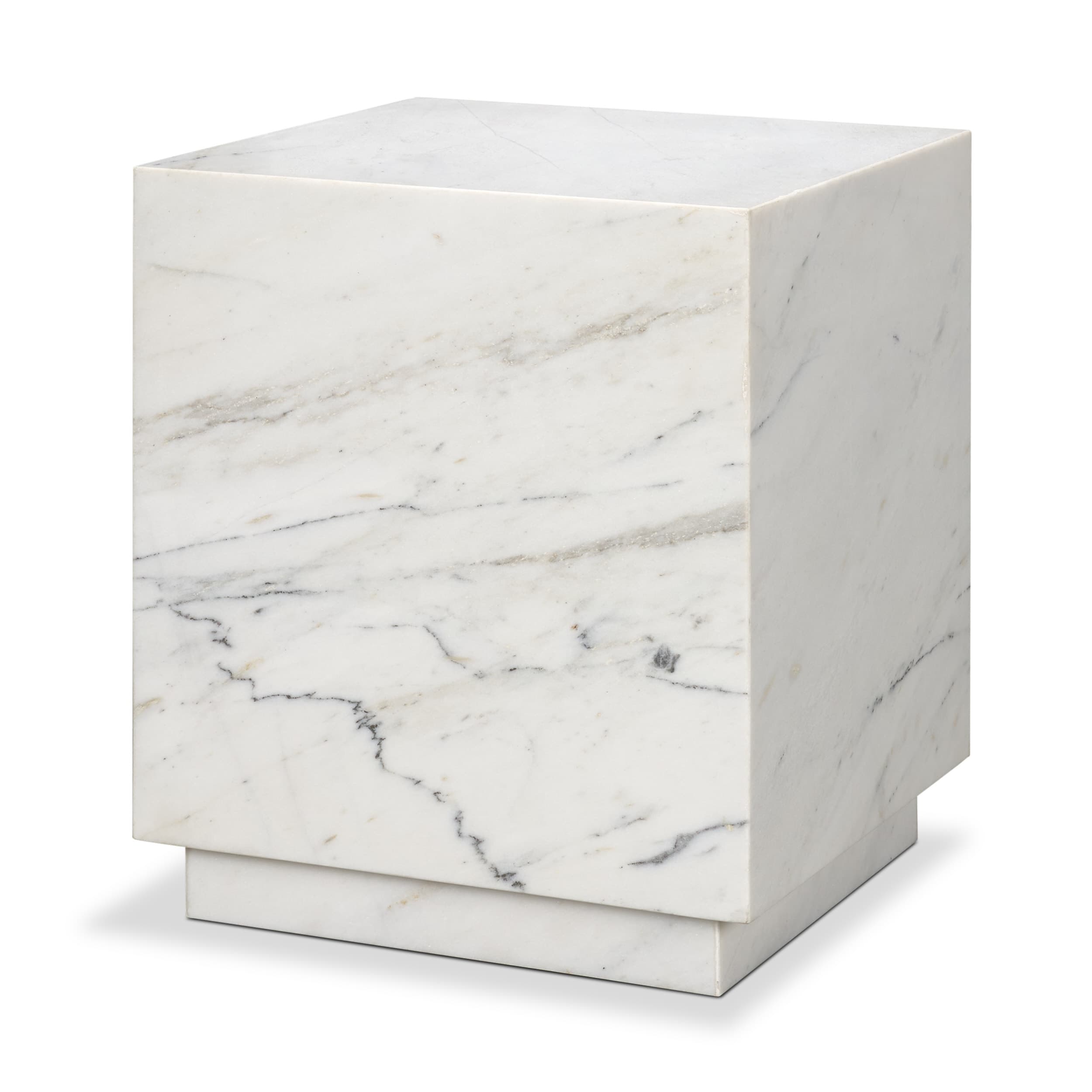 Matteo Solid White Marble Square Side Table — product photograph