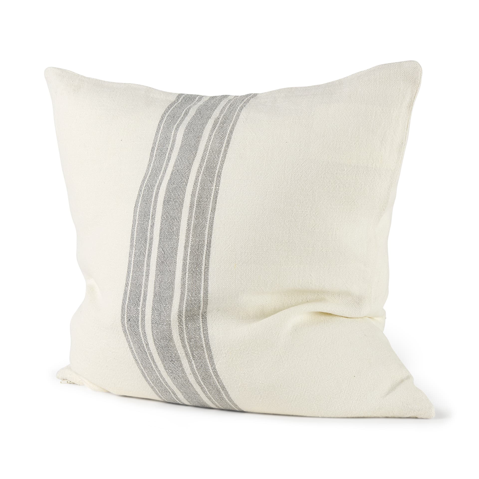 Patrice 22x22 Cream With Gray Stripes Pillow Cover w/Filler — product photograph