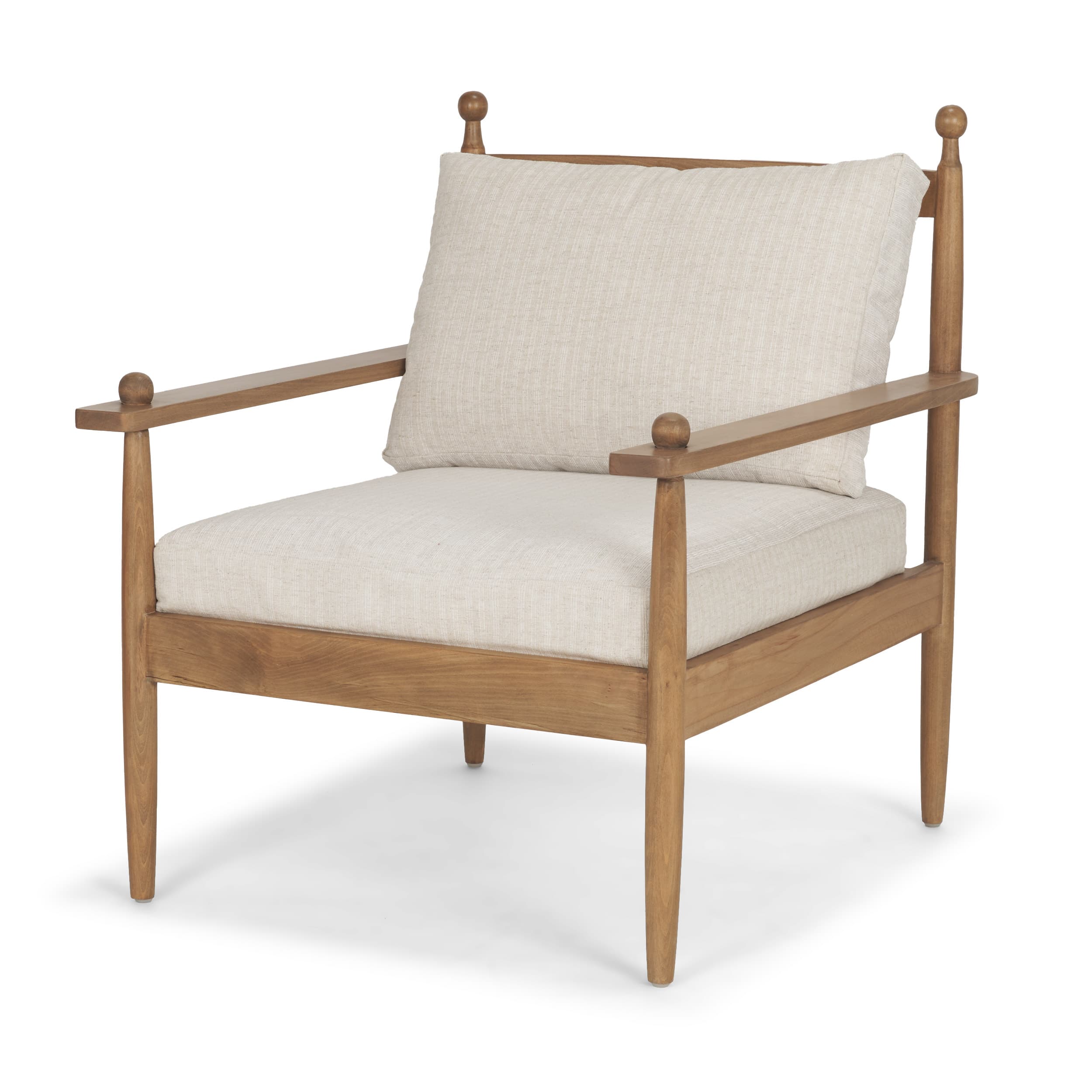 Danni Beige Fabric Beech Wood Framed Accent Lounge Chair — product photograph