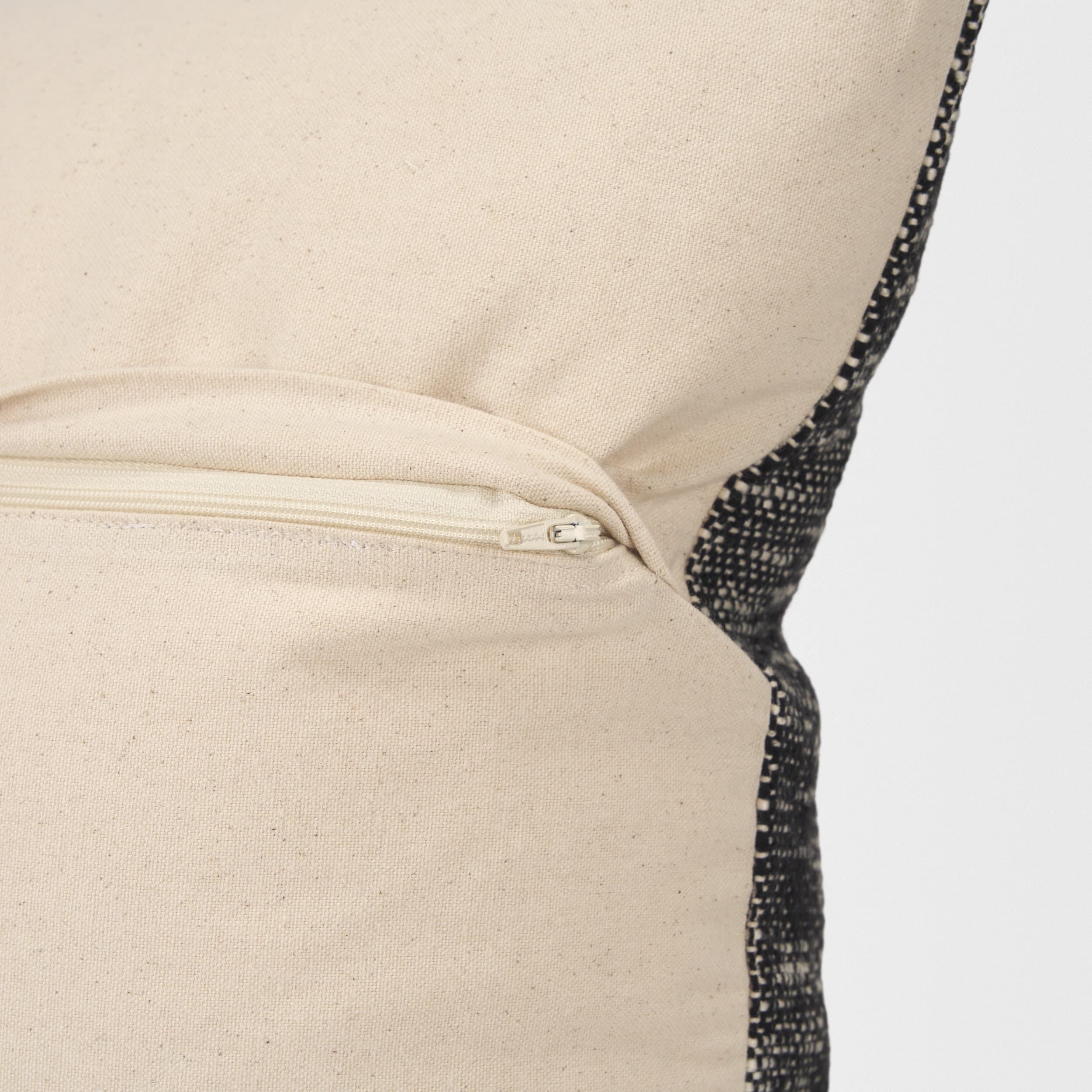 Jalia 20x20 Cream and Black Cotton Decorative Square Pillow Cover — product photograph