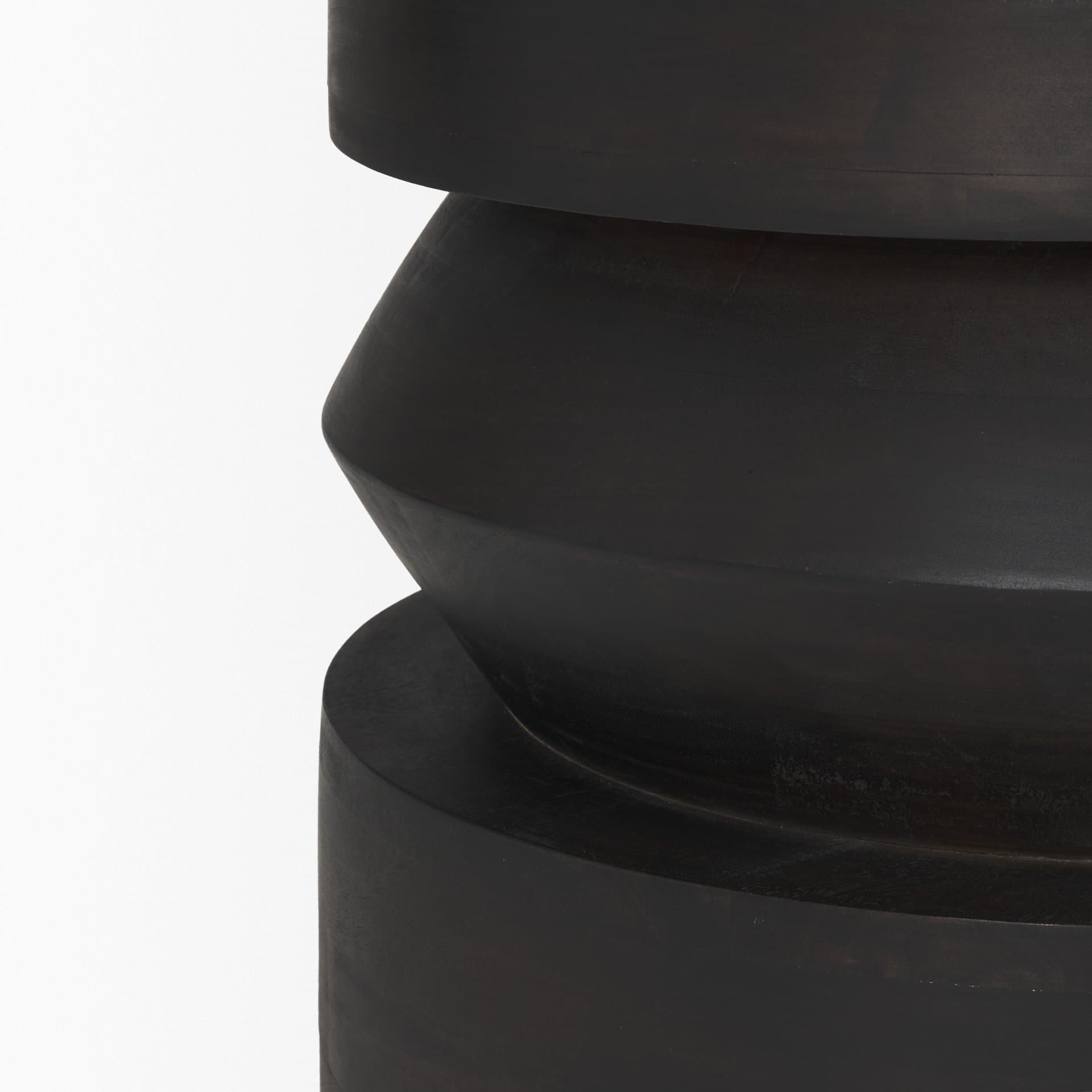 Rashama Dark Brown Wood Stacked Geometric Round Accent Table — product photograph