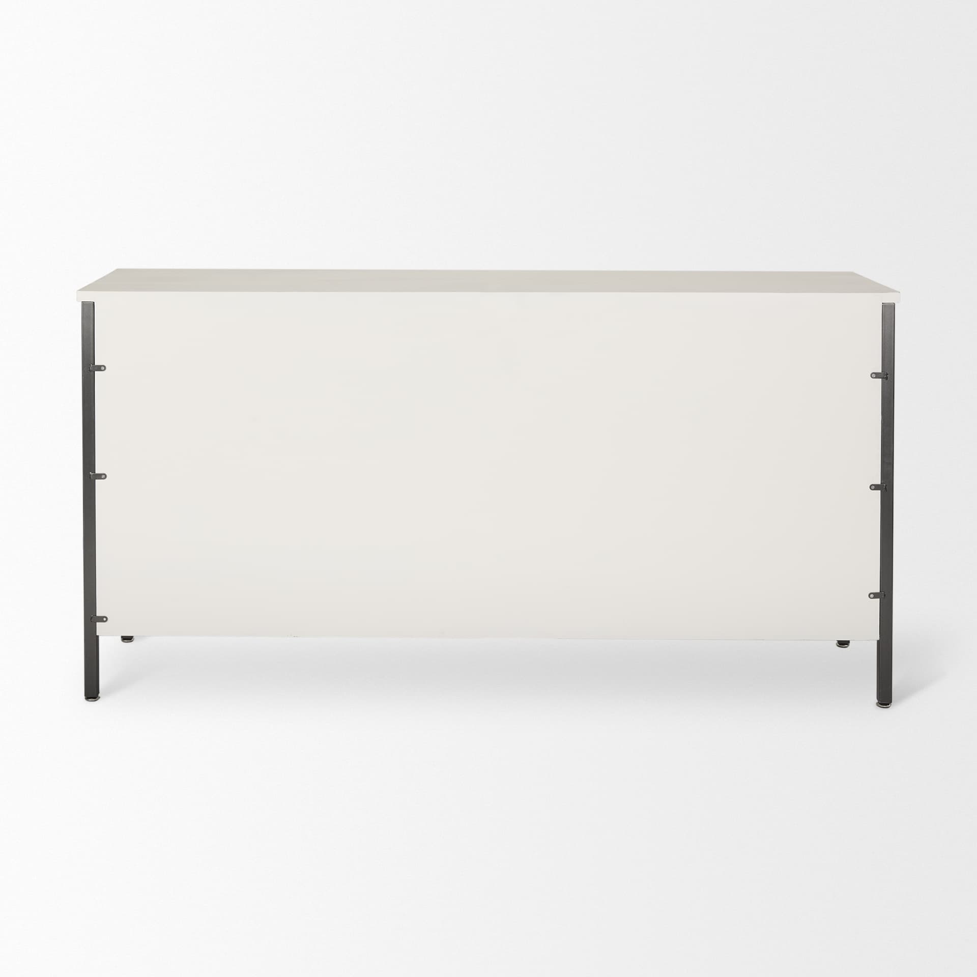 Savannah White Fir Veneer w/ Gray Metal 6-Drawer Sideboard — product photograph