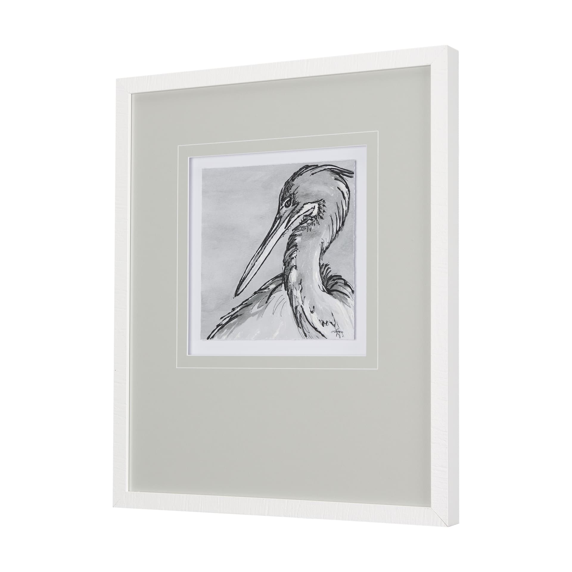 Bird Portrait Sketch IV by Mercana Studio Hand Embellished Framed Art Print Matted under Glass — product photograph