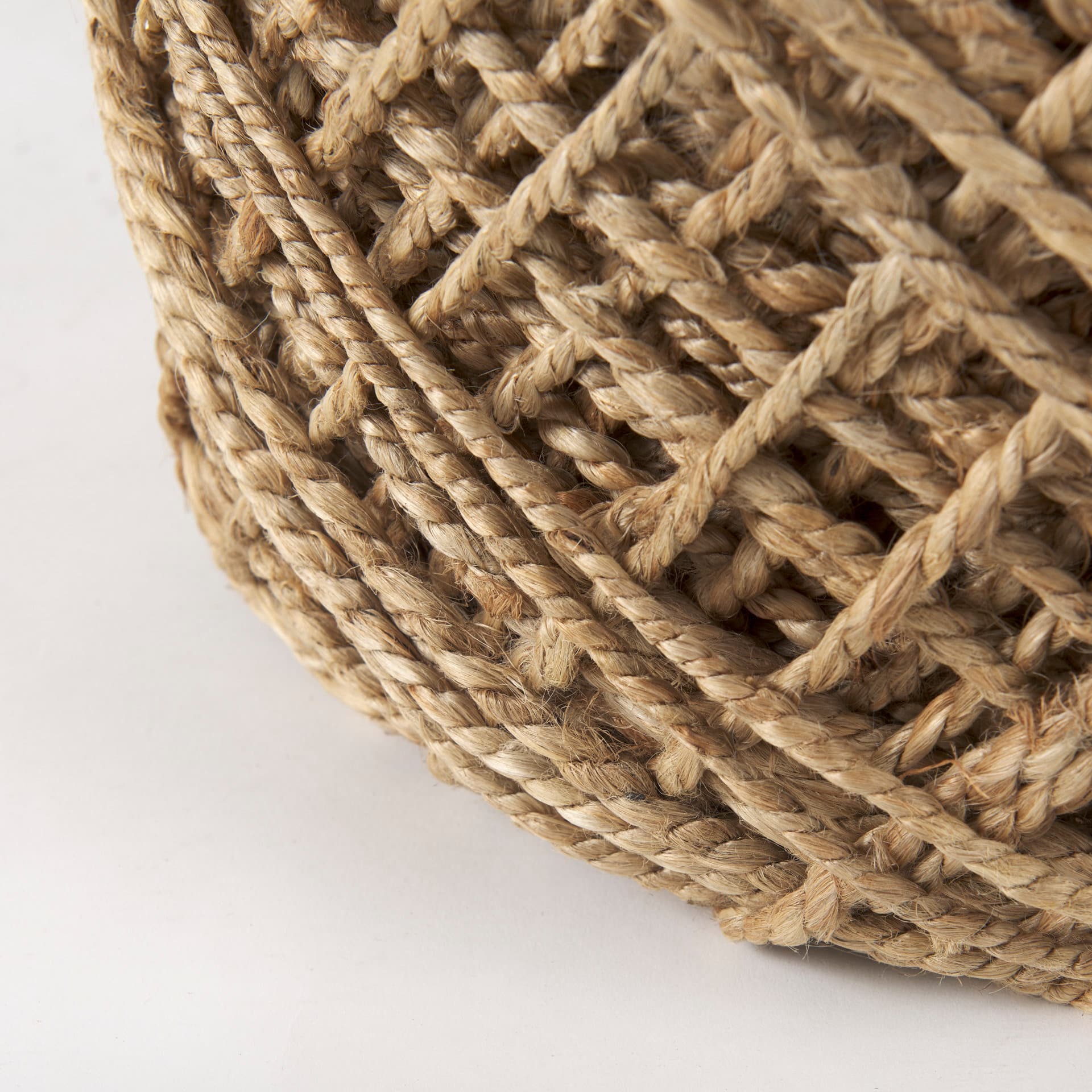 Allium Brown Handwoven Wool Cylindrical Pouf — product photograph