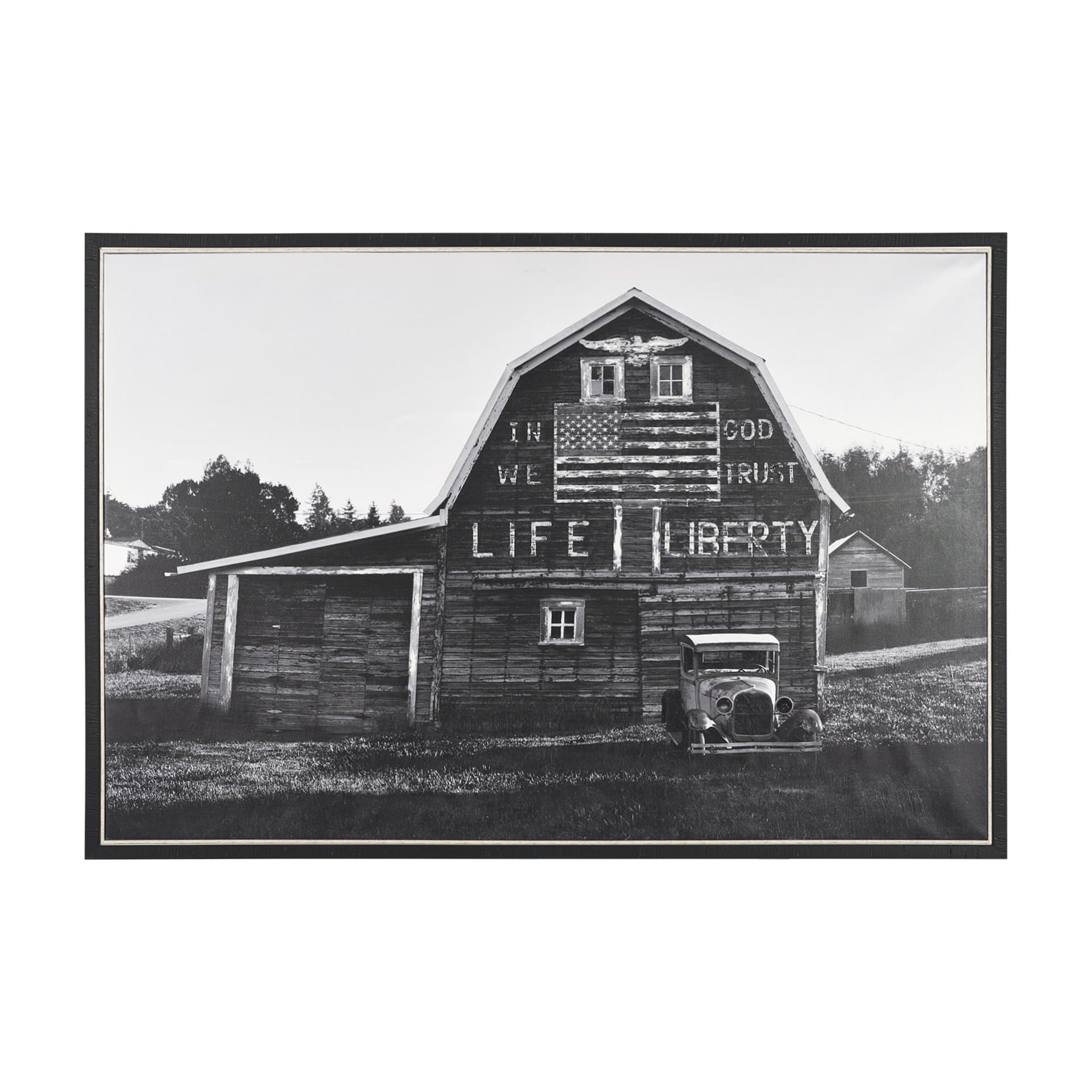 In God We Trust Barn by David Reams a Hand Embellished Textured Framed Canvas Photo Print — product photograph