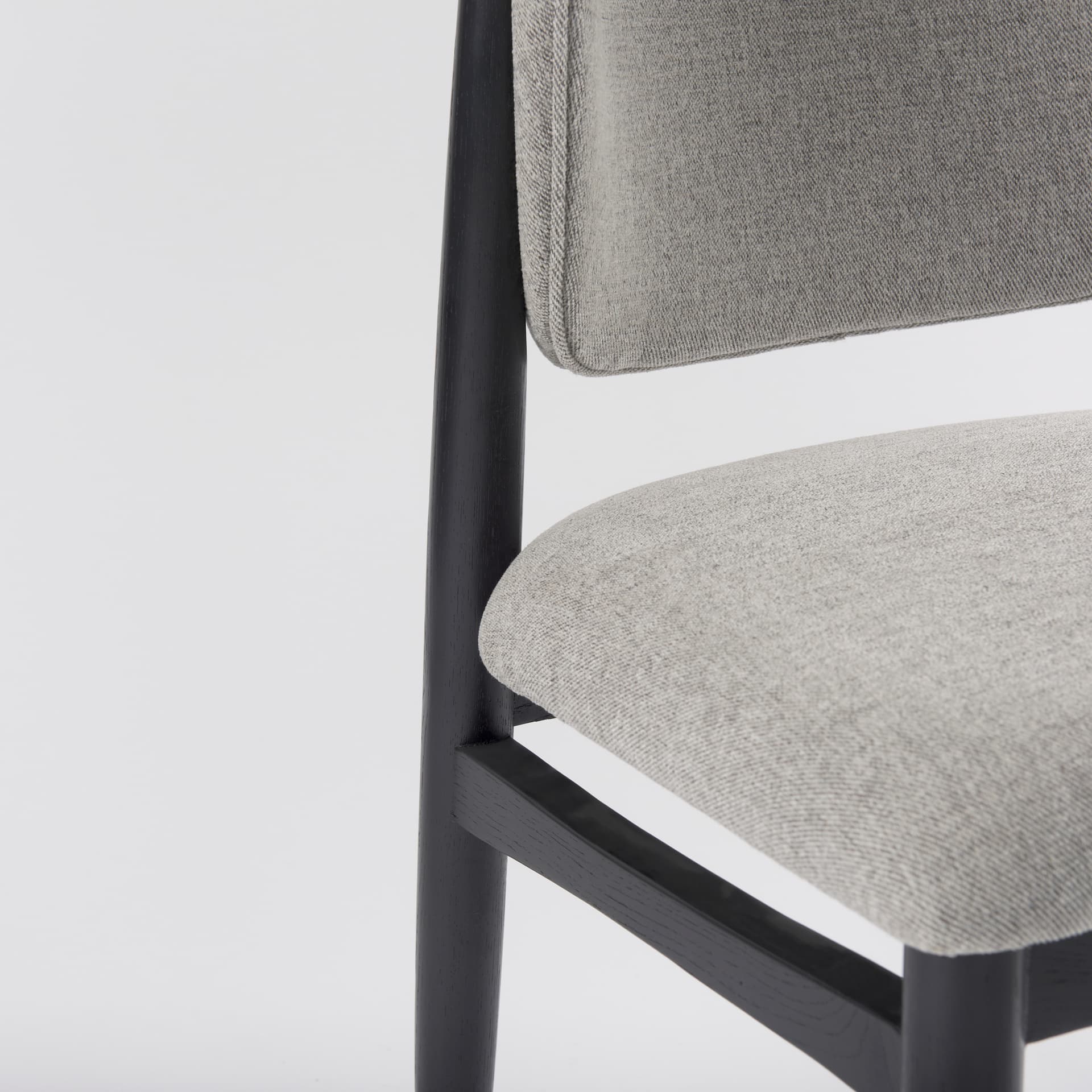 Cline Curved Back Dining Side Chair | Gray Fabric w/ Black Wood — product photograph