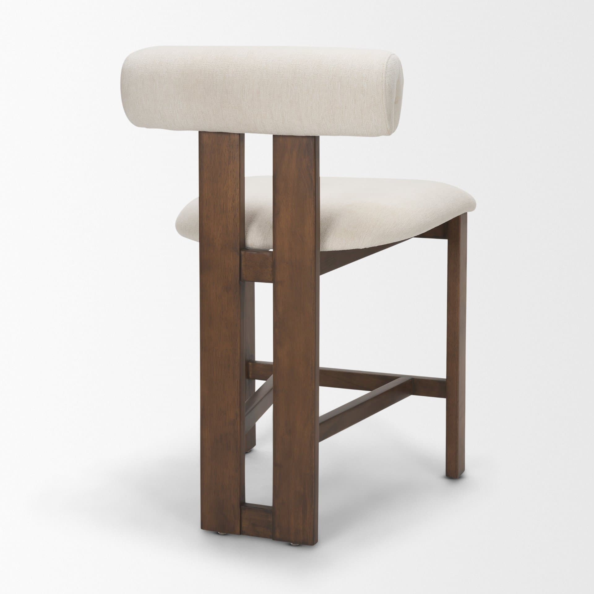 Tribeca Open Back 36.5in Seat Counter Stool | Cream Fabric w/ Wood — product photograph