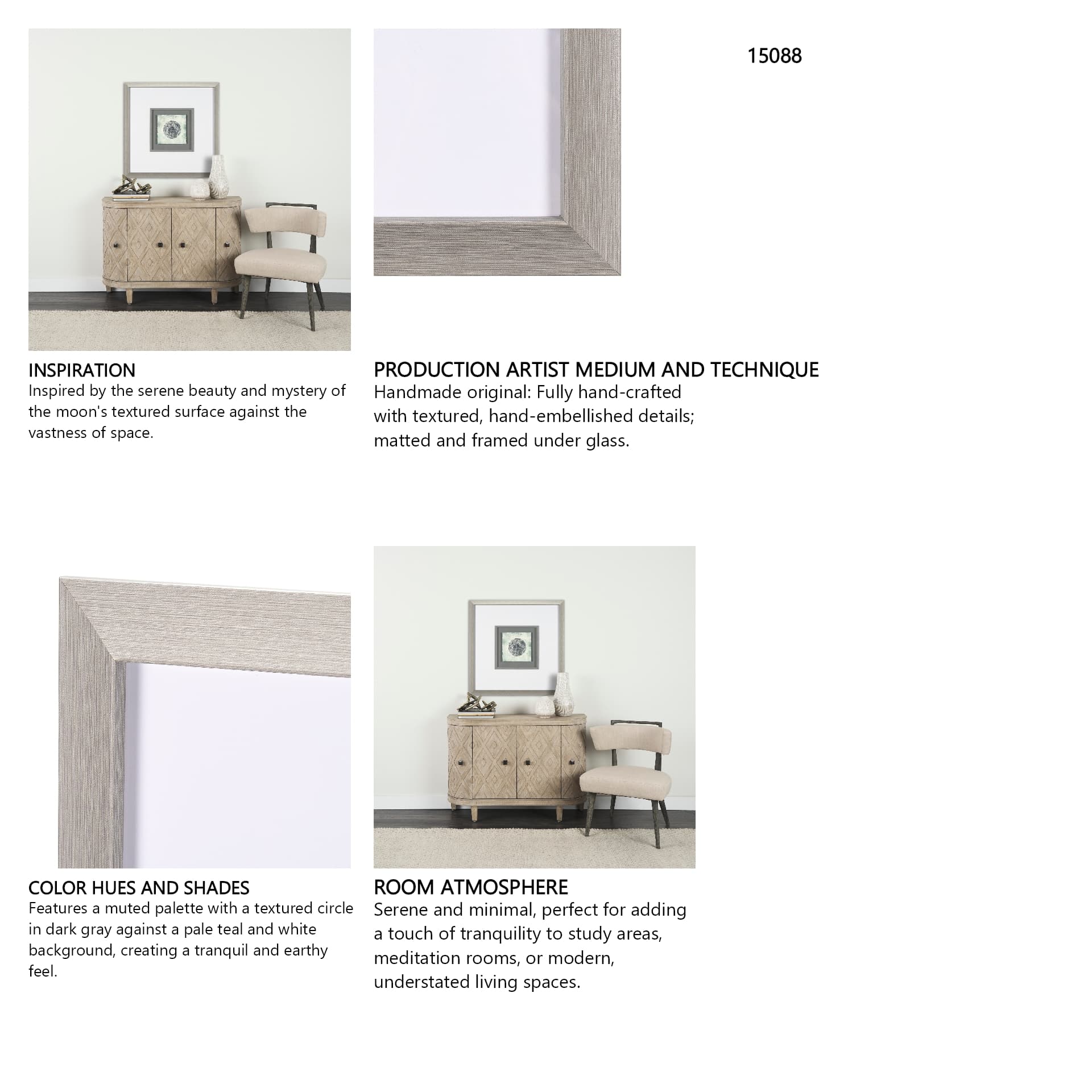 Platinum Moona by Studio M a handmade Original Framed Artwork under Glass — in a styled room