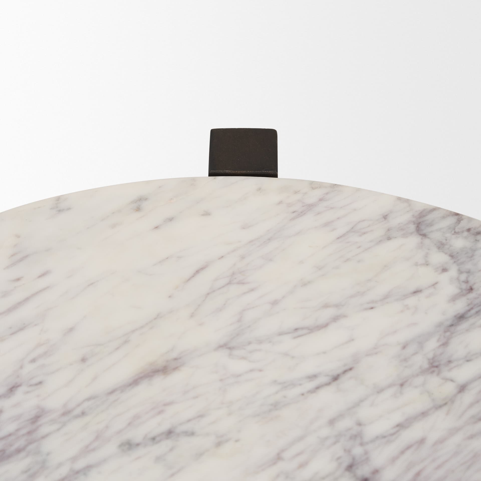Bianca Dark Brown Wood w/ Marble Round Accent Table — product photograph