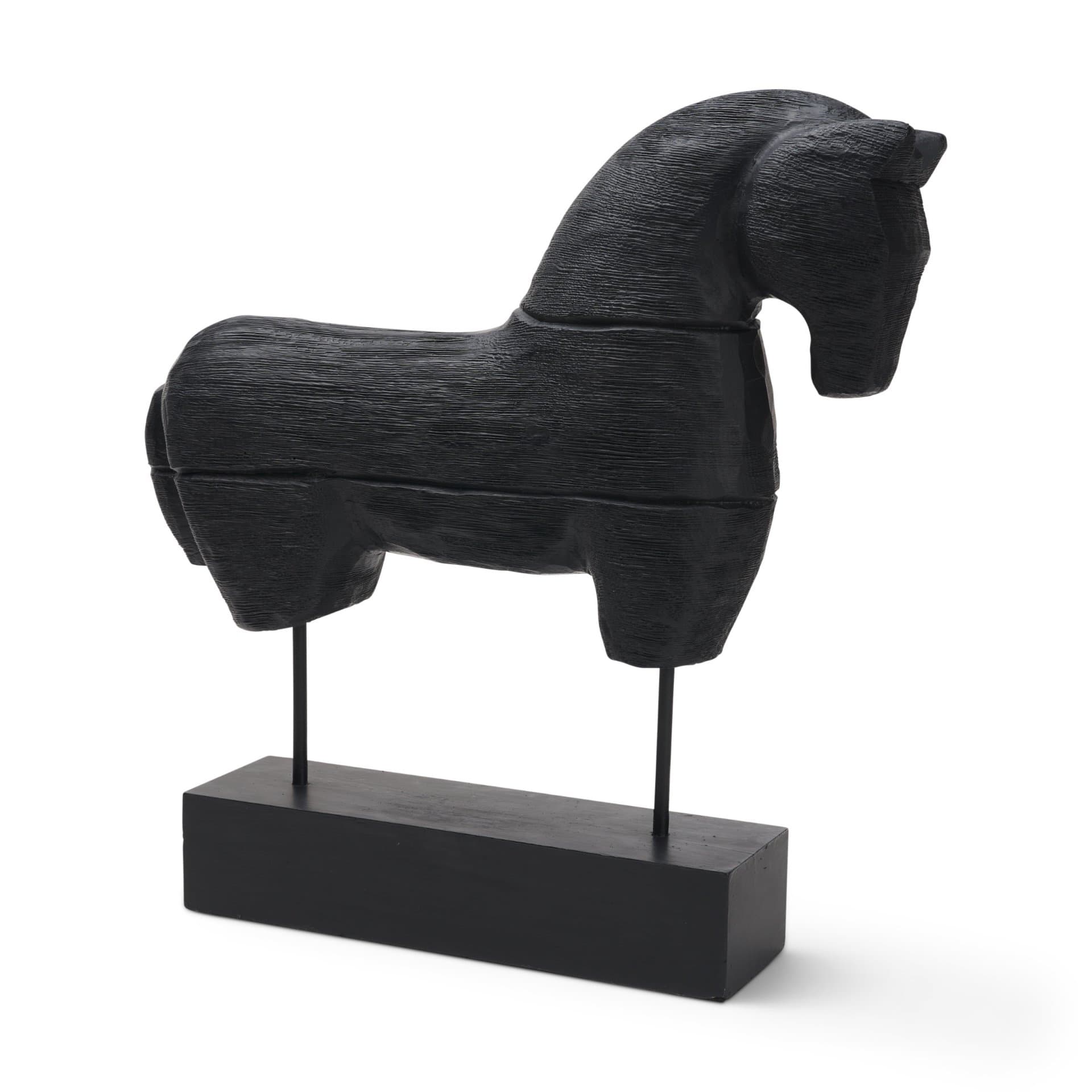 Equus Black Wooden Horse Decorative Object — product photograph