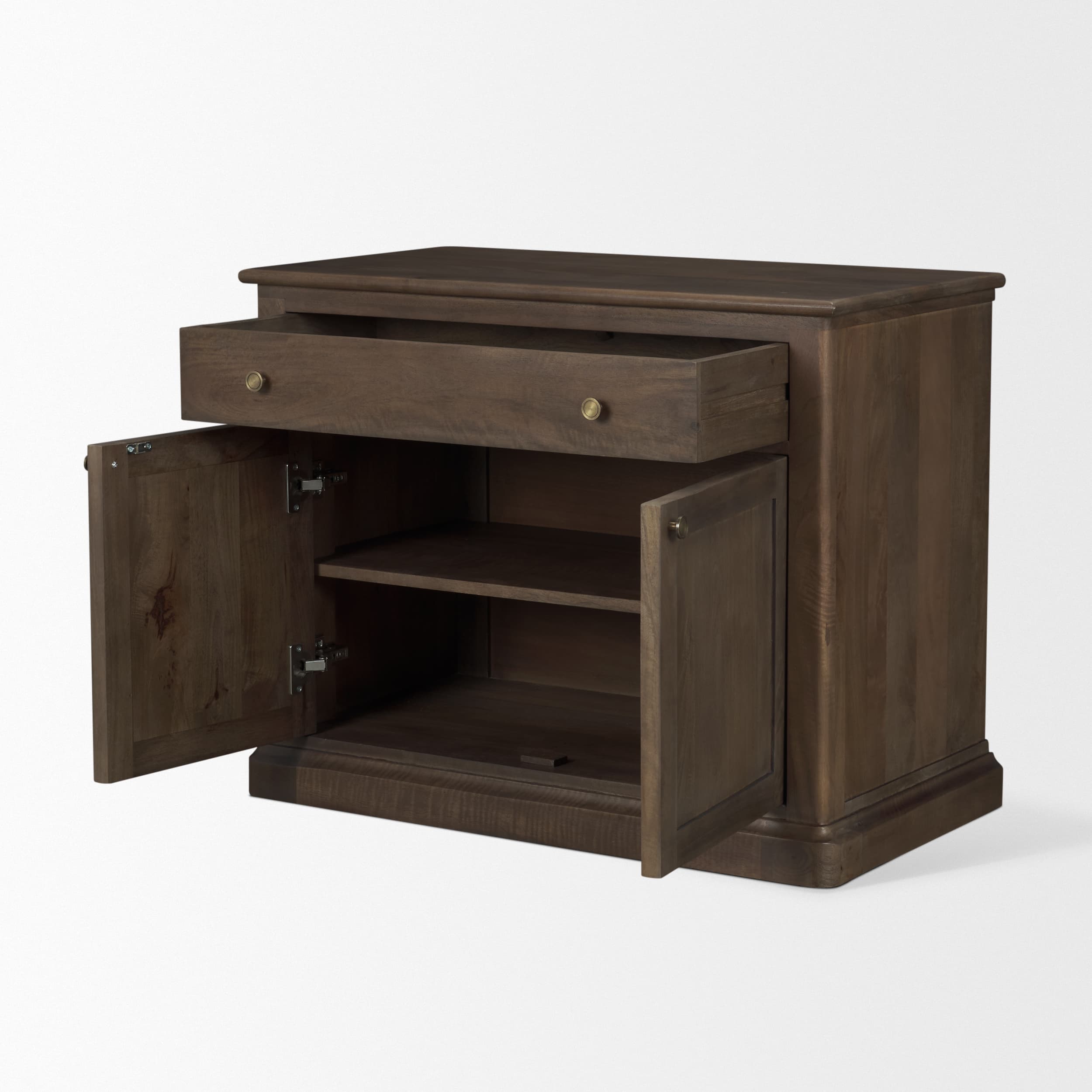 Baron Dark Brown Solid Wood w/ Antique Knobs 2-Door Accent Cabinet — product photograph
