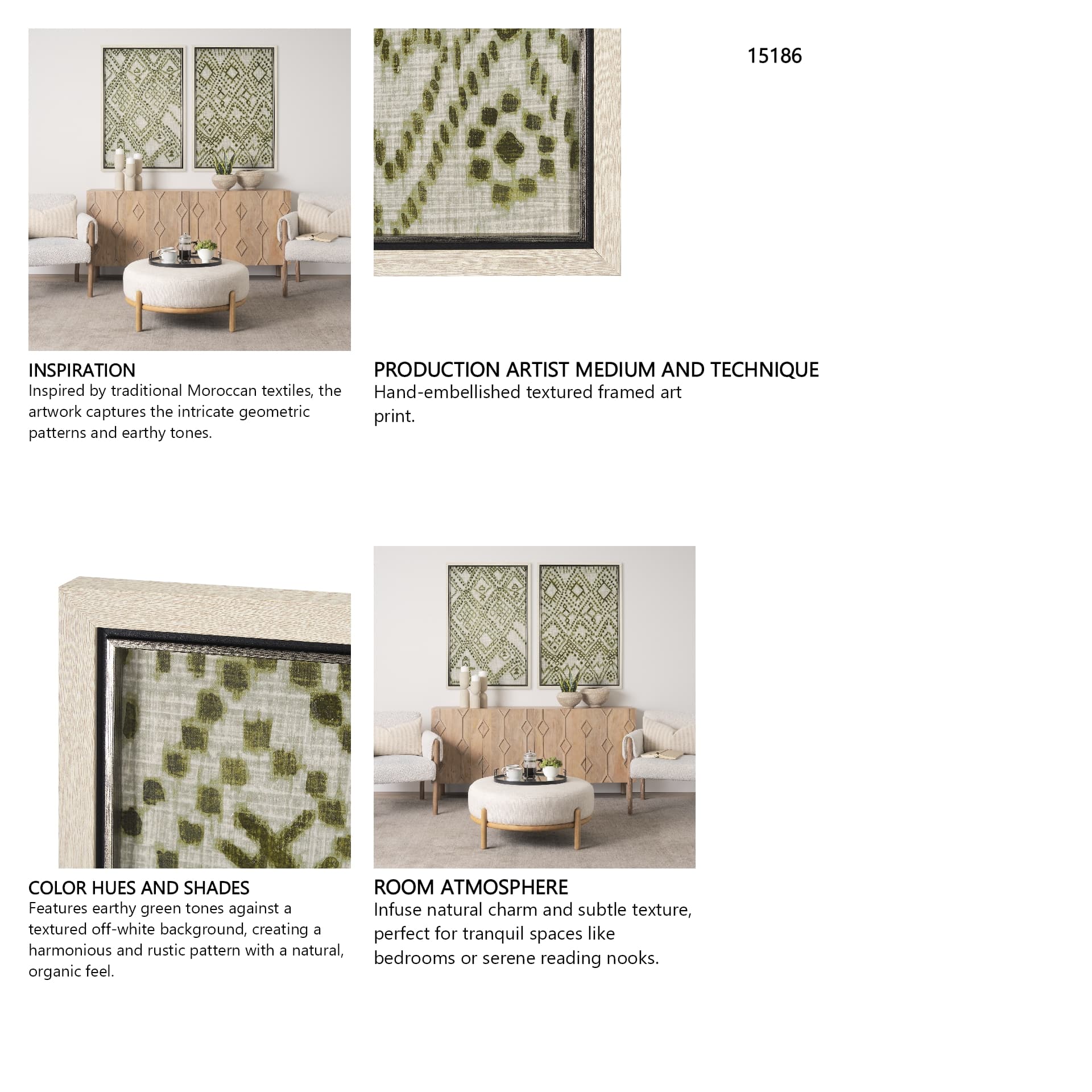 Story Teller I Olive by Mercana Studio a Hand Embelished Textured Framed Art Print — in a styled room