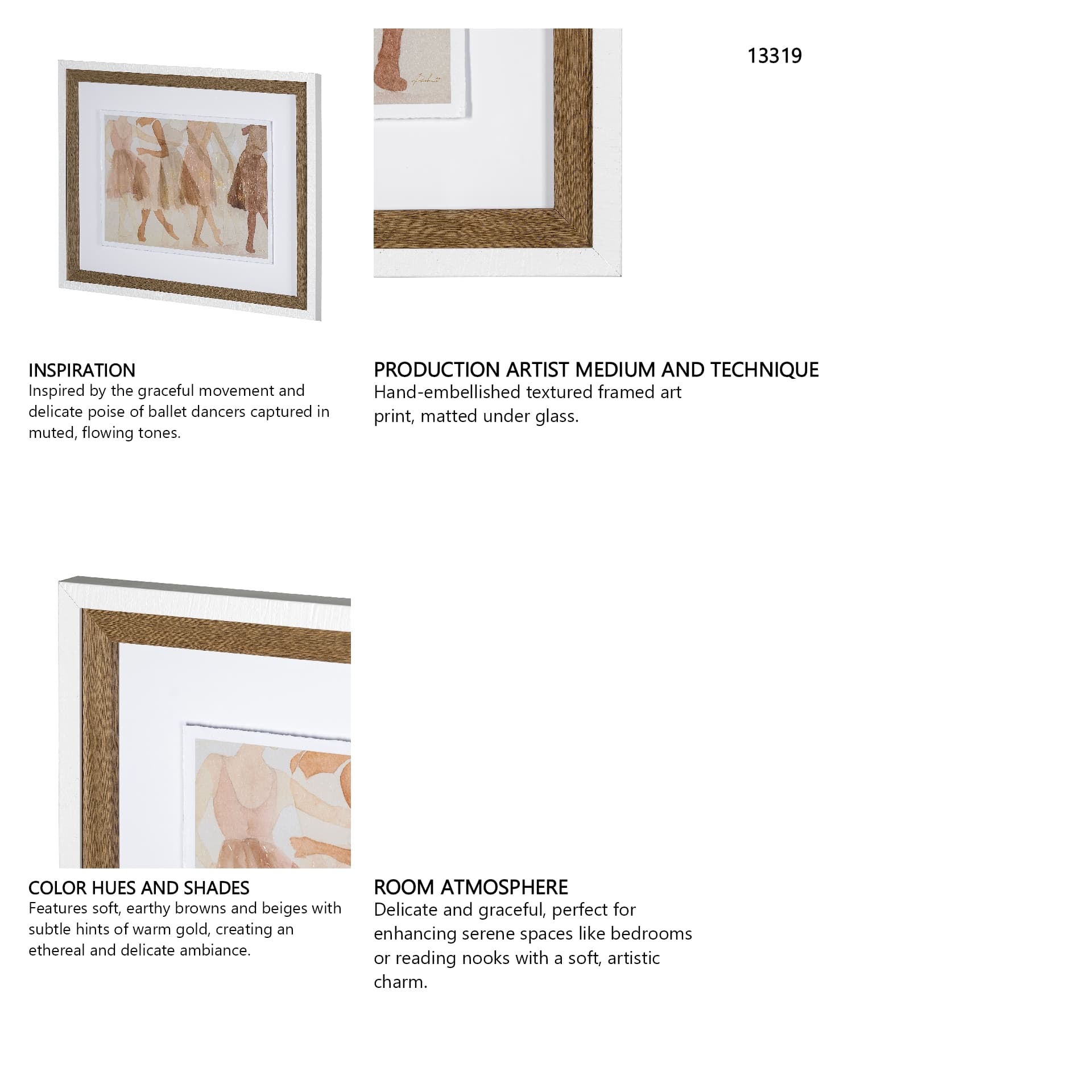 Posture by Mercana Studio a Hand Embellished Textured Framed Art Print Matted under Glass — in a styled room
