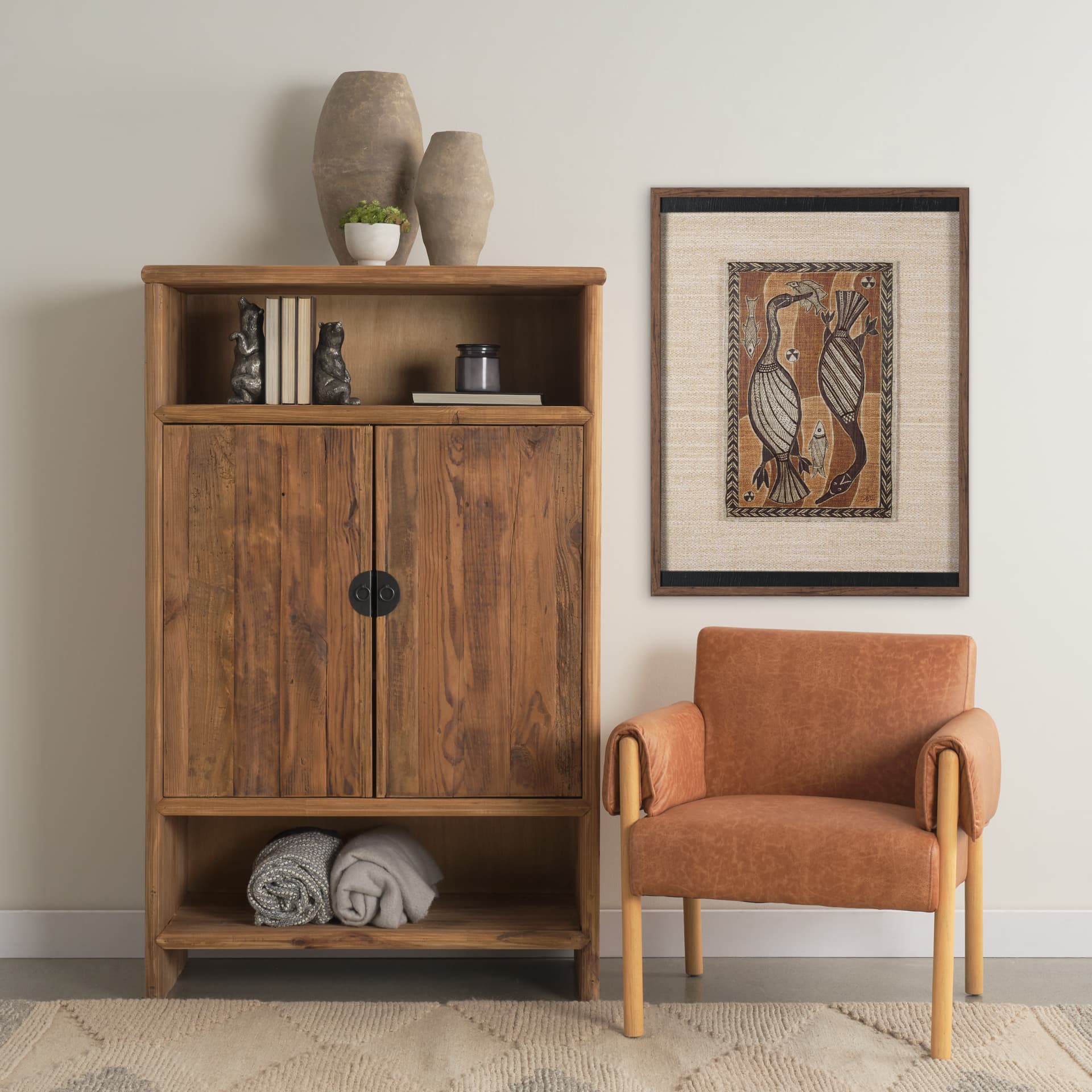 Mythical Jungle I by Mercana Studio Hand Embelished Textured Framed Artwork Matted under Glass — in a styled room