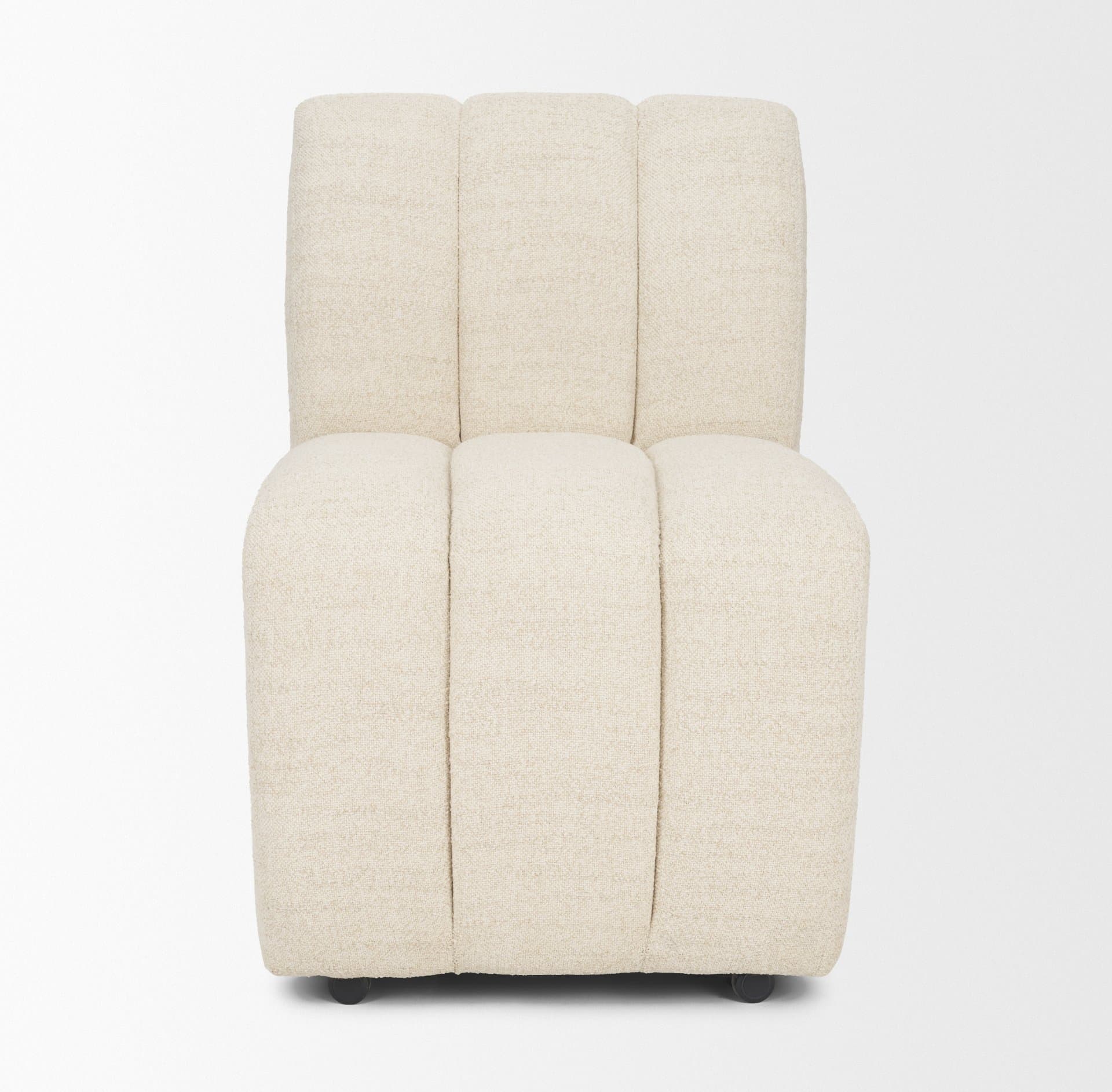 Wilkins Barrel Back Dining Arm Chair | Beige Fabric w/ Wood — product photograph