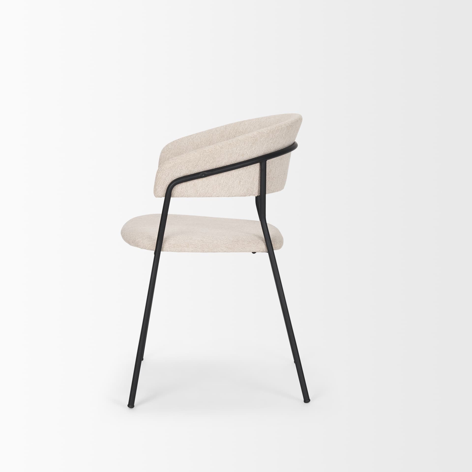 Carolyn Contoured Back Dining Side Chair | Oatmeal Fabric w/ Metal — product photograph