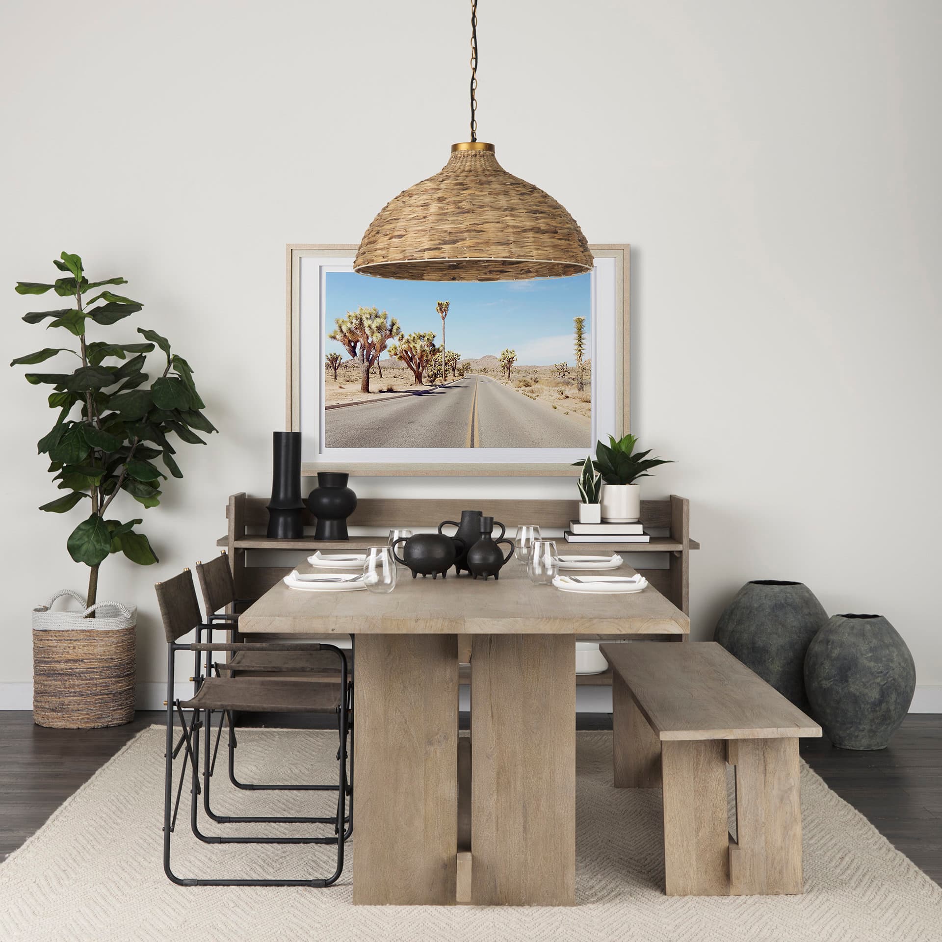 Cyrus Black Spherical Vase Decorative Object — in a styled room