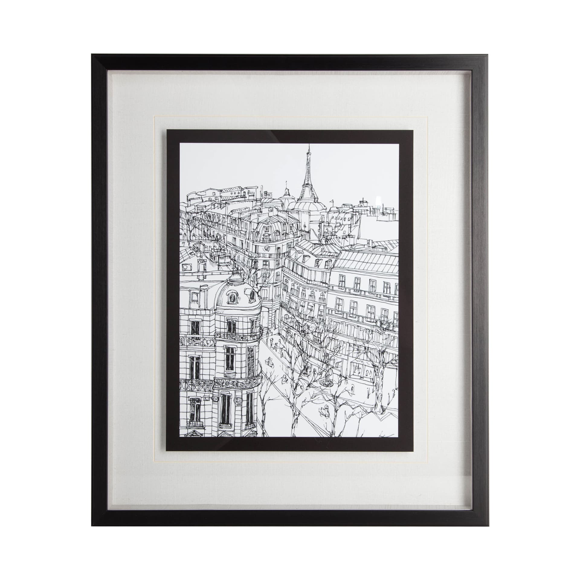 B&W City Scene IX by Melissa Wang a Hand Embellished Textured Framed Art Print Matted under Glass — product photograph