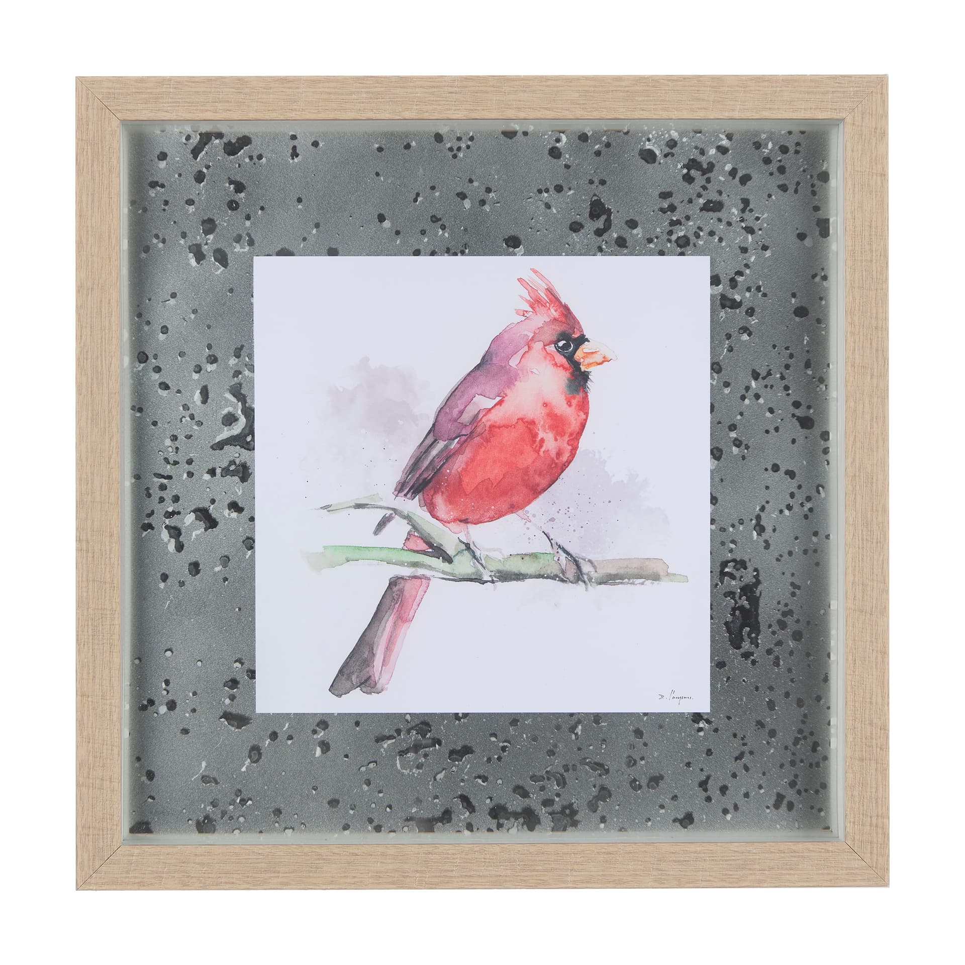 Cardinal II by Mercana Studio a Hand Embellished Textured Framed Art Print Matted under Glass — product photograph