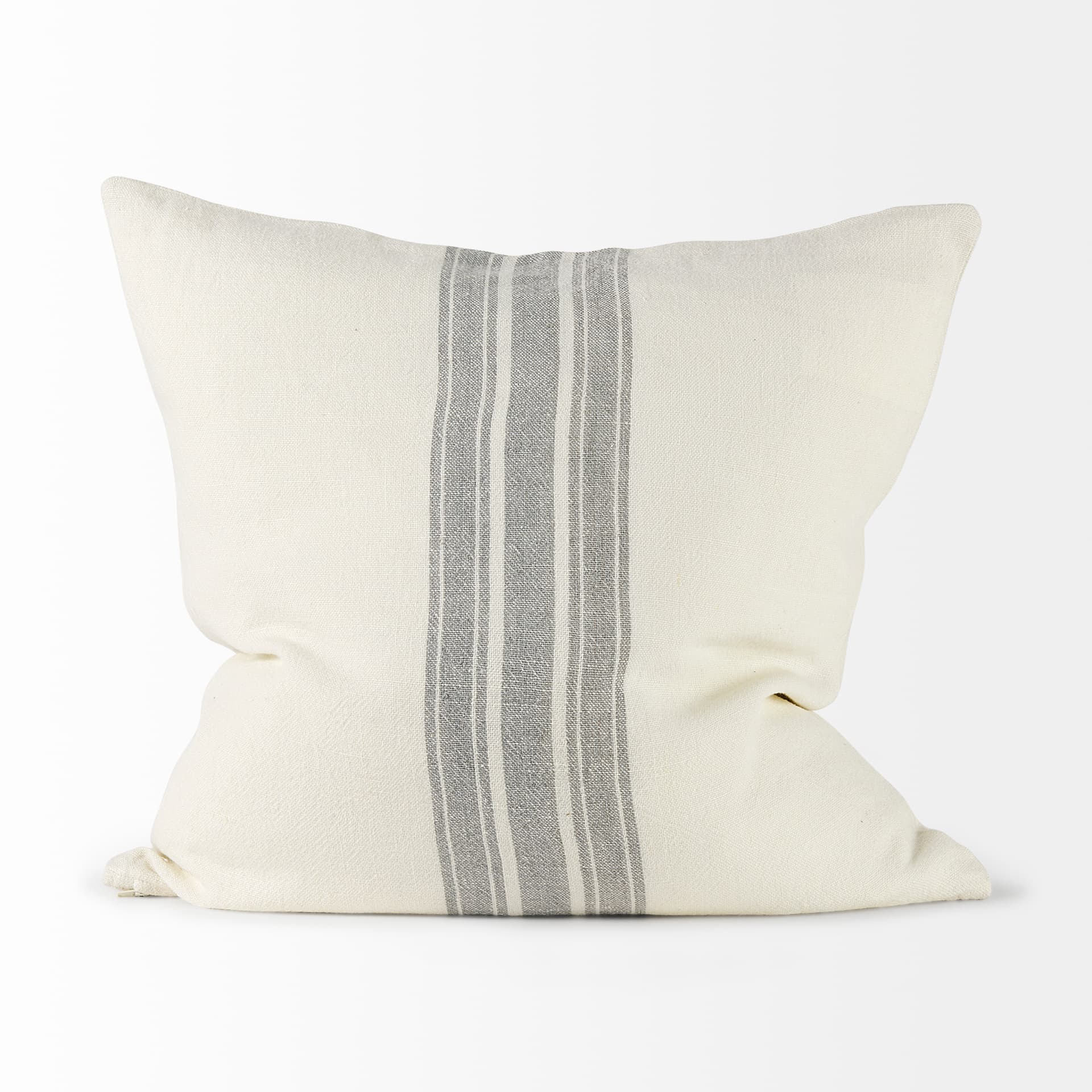 Patrice 22x22 Cream With Gray Stripes Pillow Cover w/Filler — product photograph