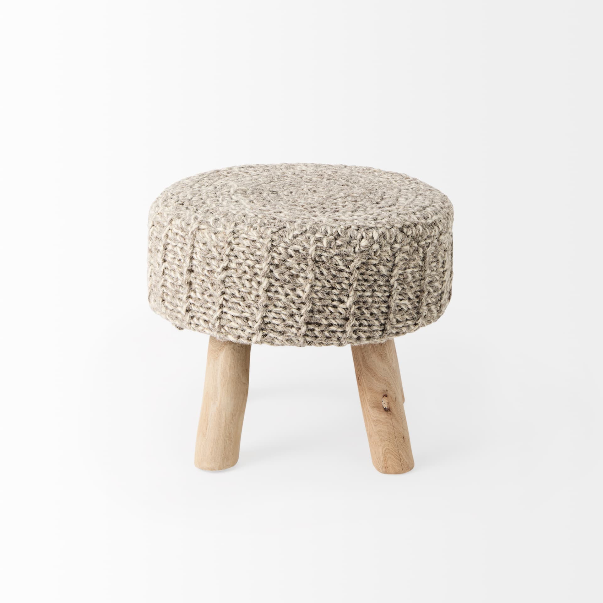 Bina 19.0L x 19.0W x 15.0H Taupe 4 Legged Wool Stool — product photograph