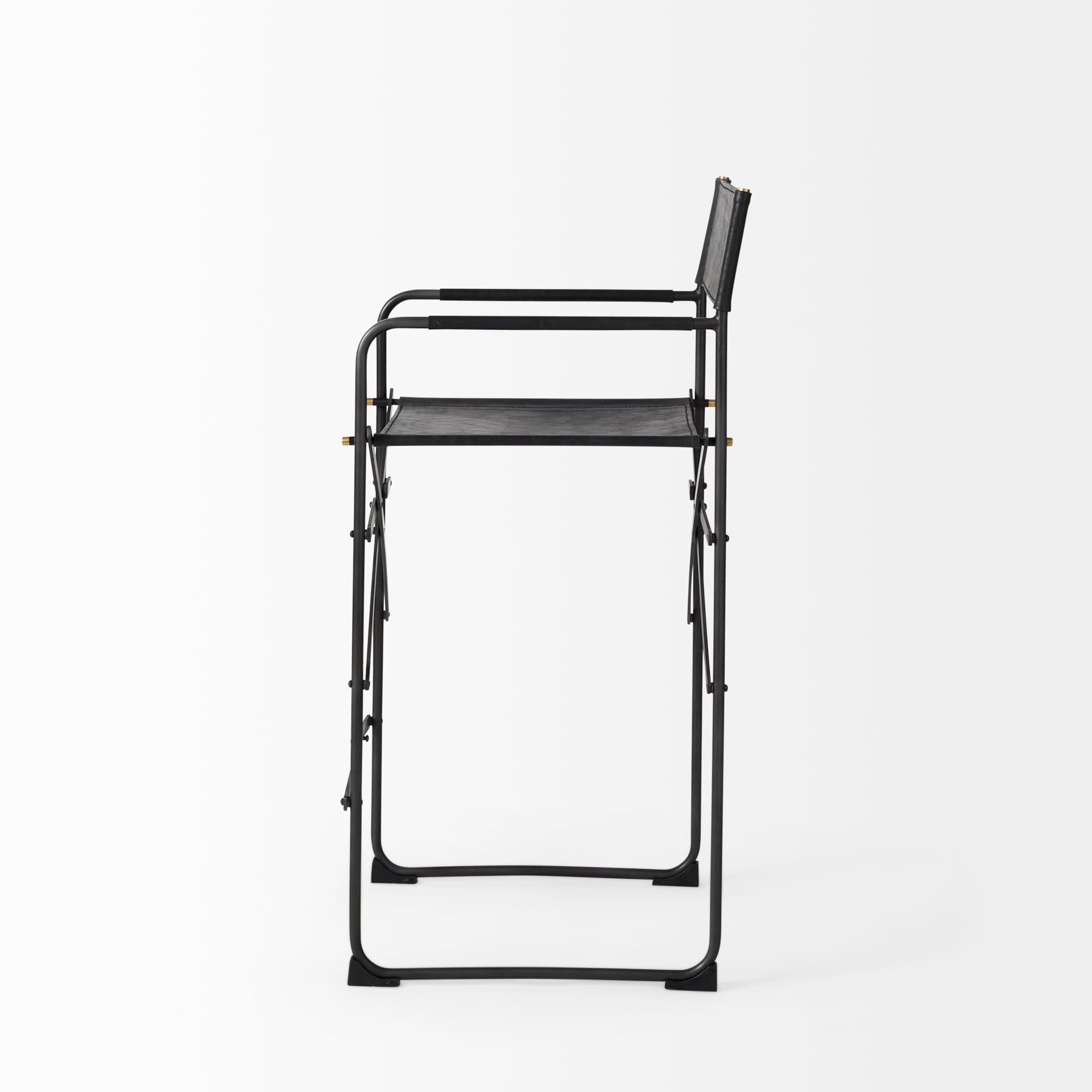 Direttore Backless 40.2in Seat Bar Stool | Black Leather w/ Black Iron — product photograph